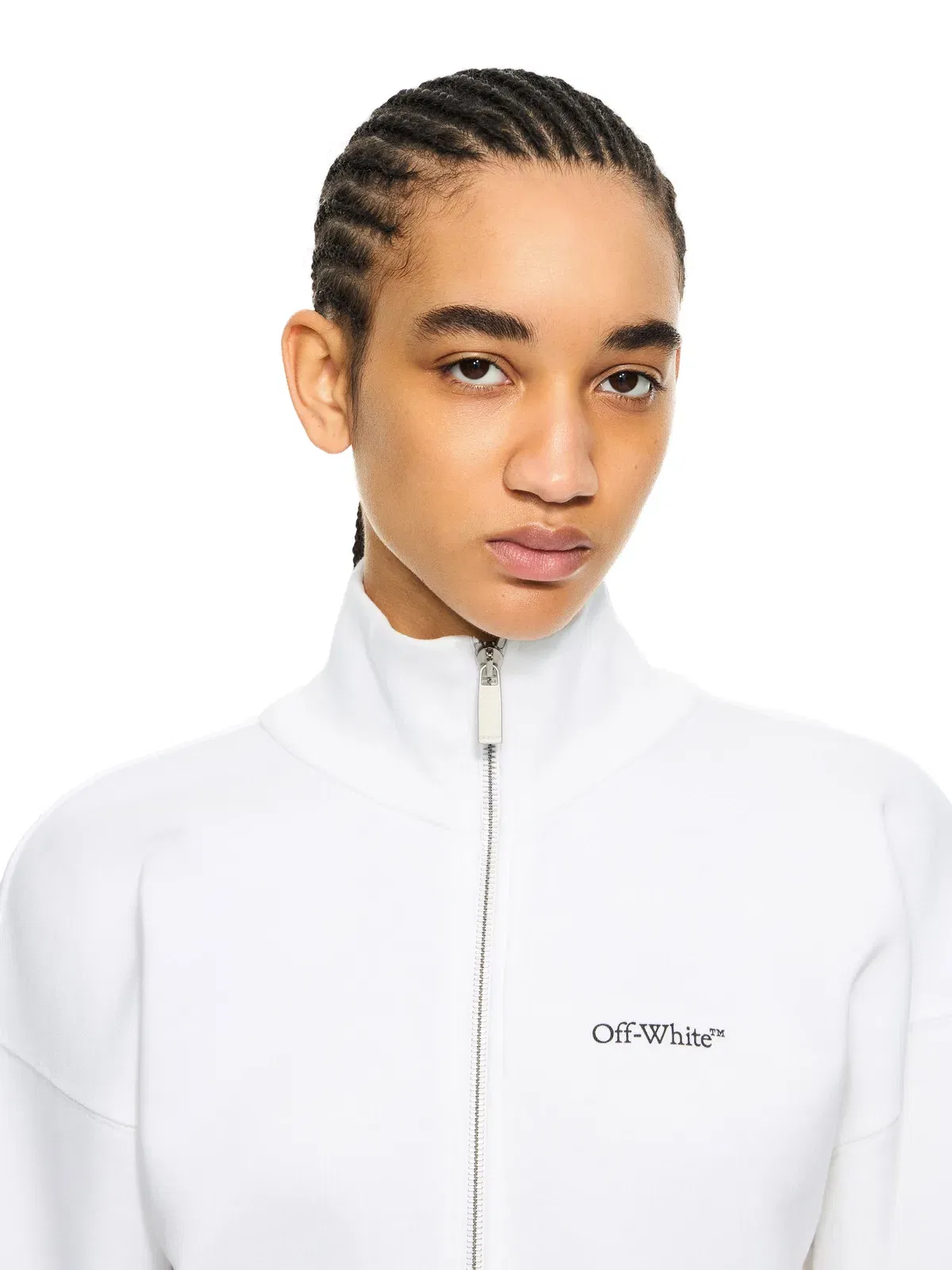 Off White Arrow Glowing Flower Crop Zip