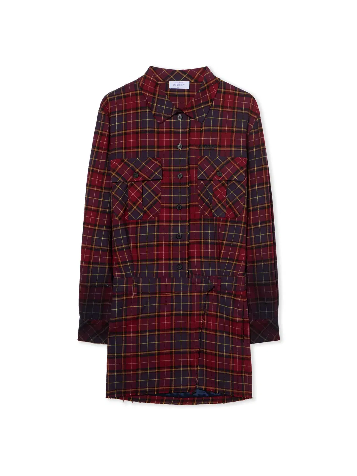 Off White Check Flannel Arrow Dress