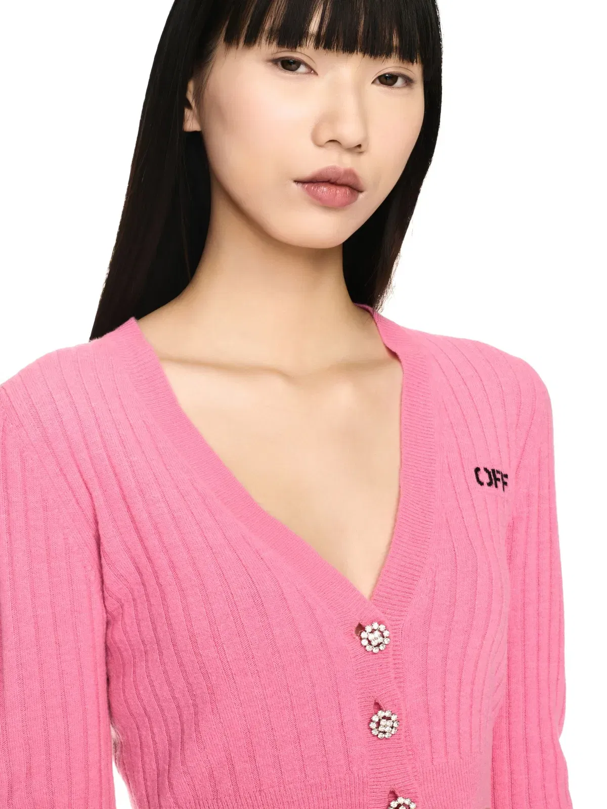 Off White We Upside Down Crop Cardigan