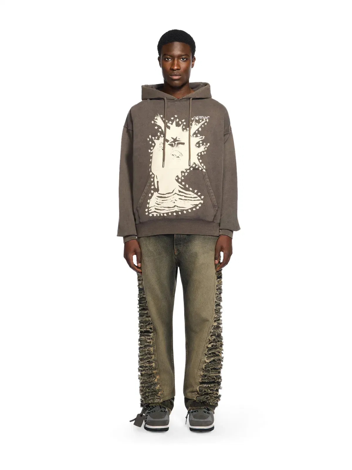 Off White Side Distressed Jeans
