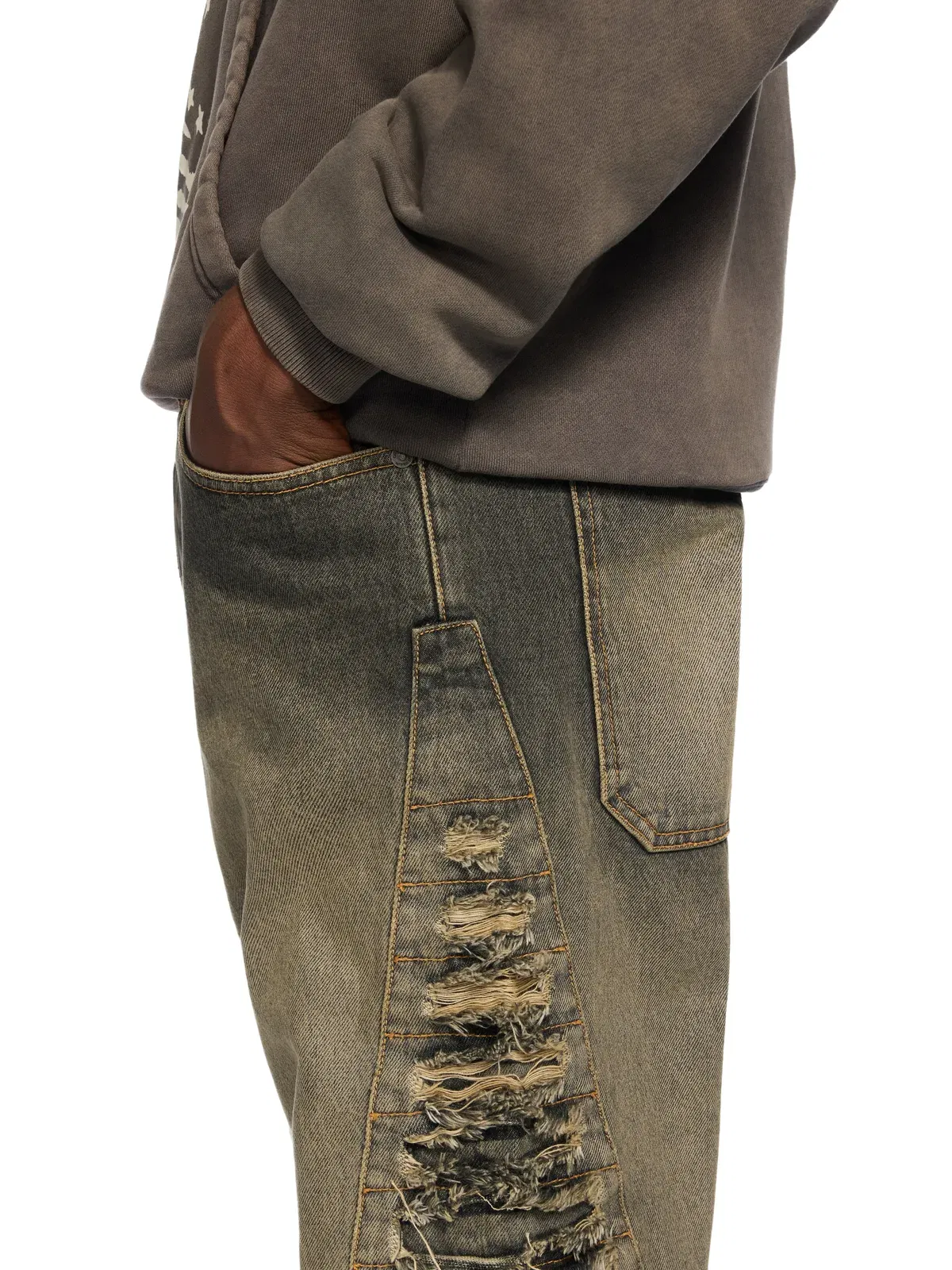 Off White Side Distressed Jeans
