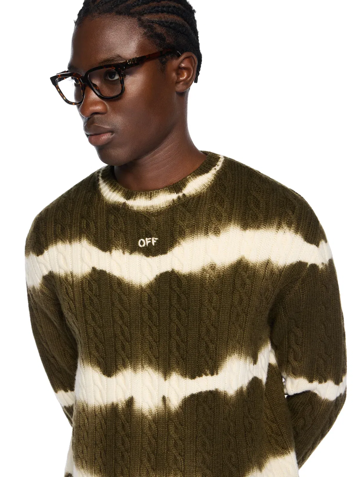 Off White Off Stamp Cable Knit Crewneck