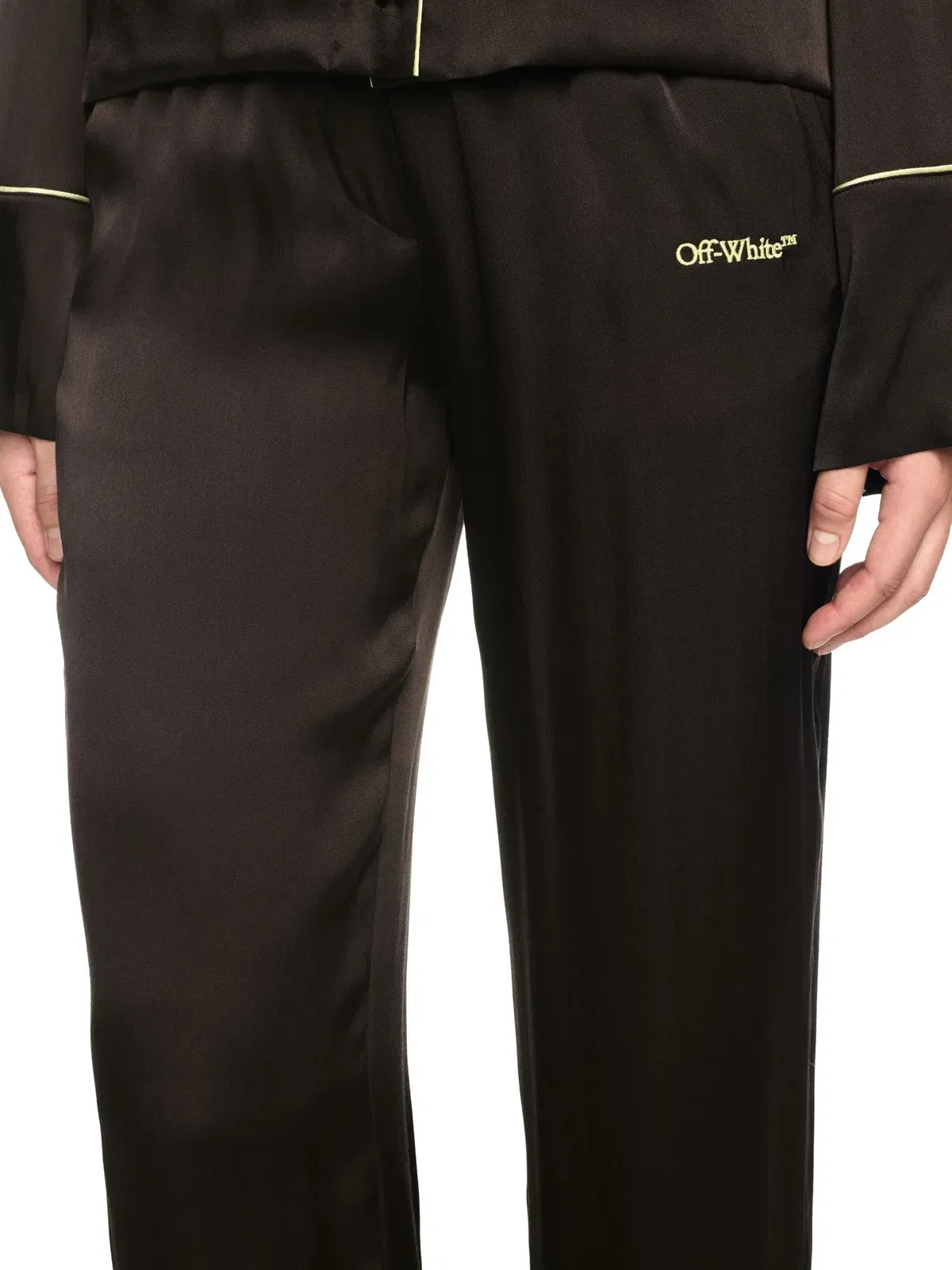 Off White Satin Pajama Pants