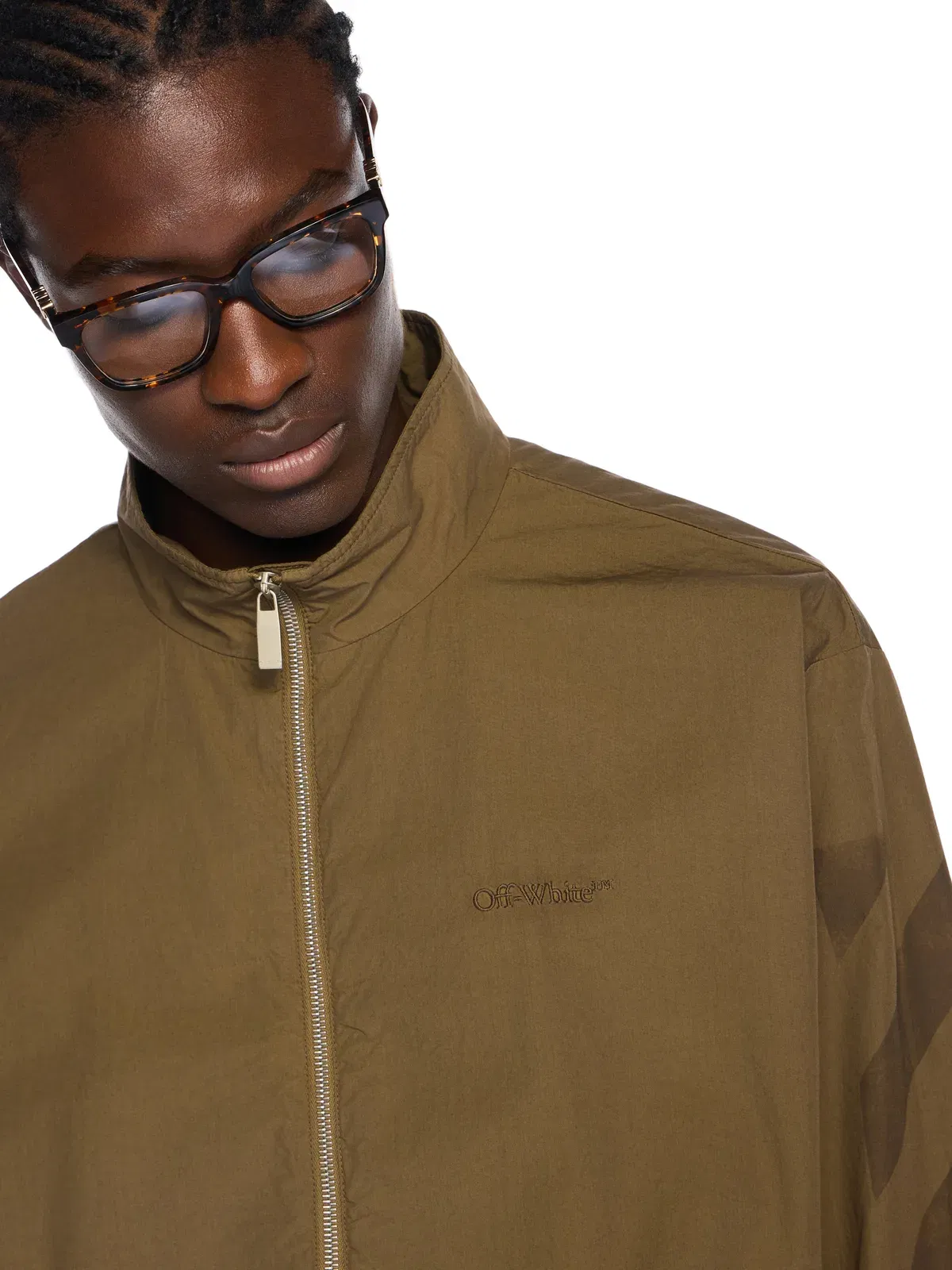 Off White Diagonal Cotton Tracktop