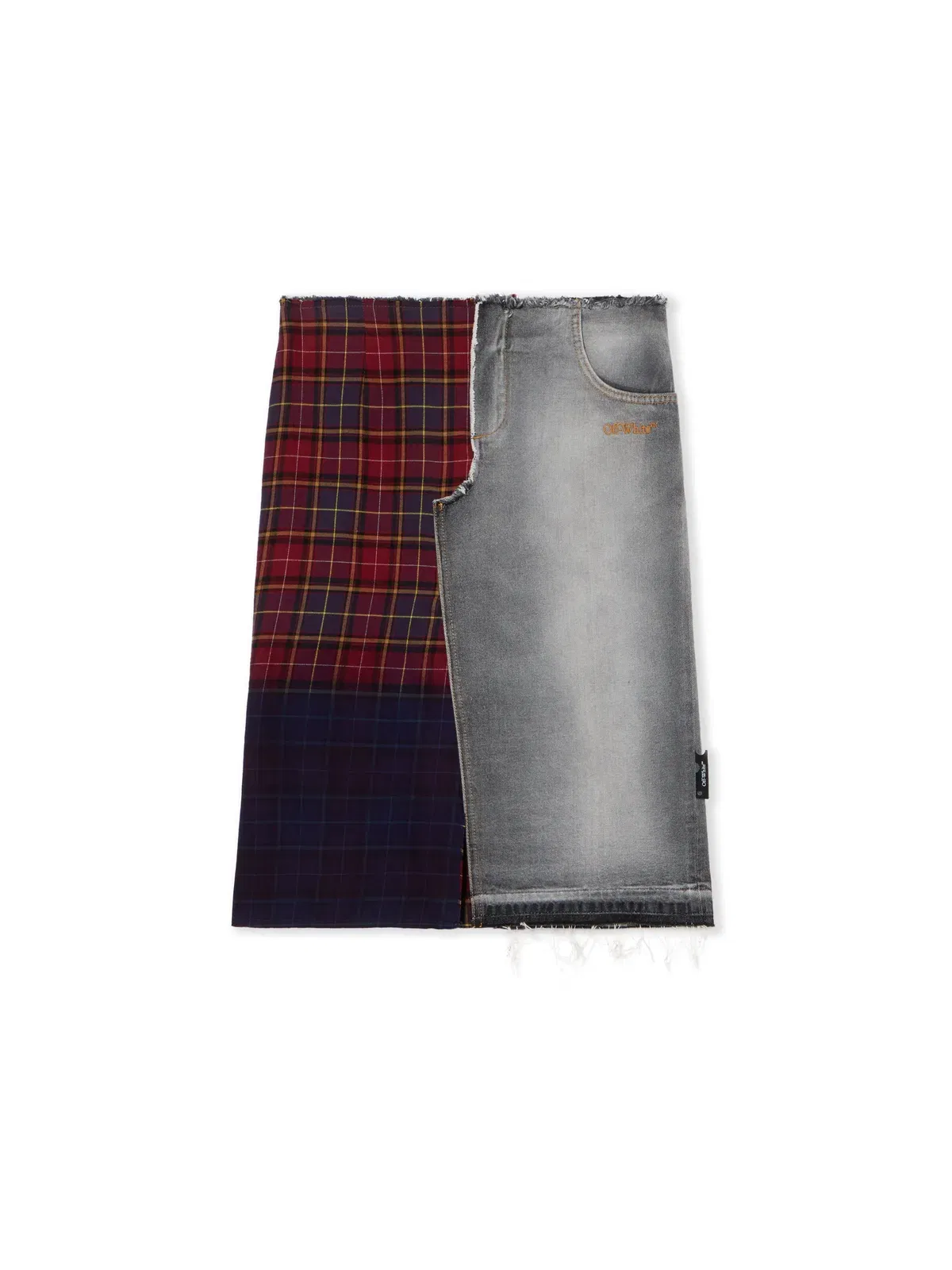 Off White Check Flannel Denim Skirt