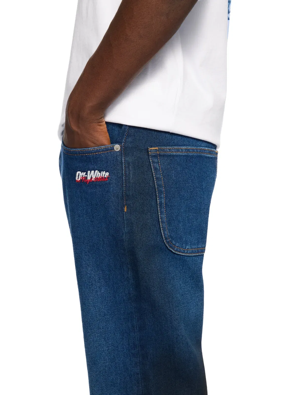 Off White Spray Diagonal Relax Jeans