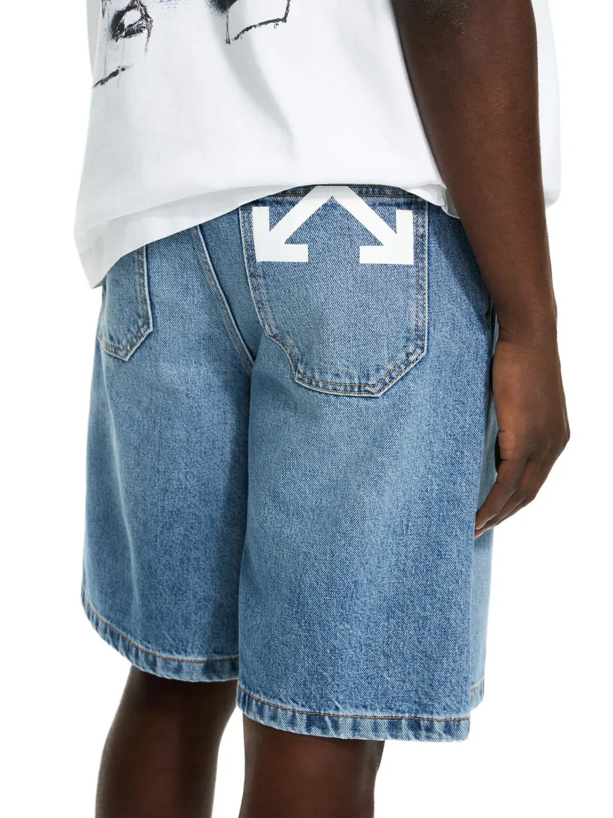 Off White Half Arrow Denim Shorts