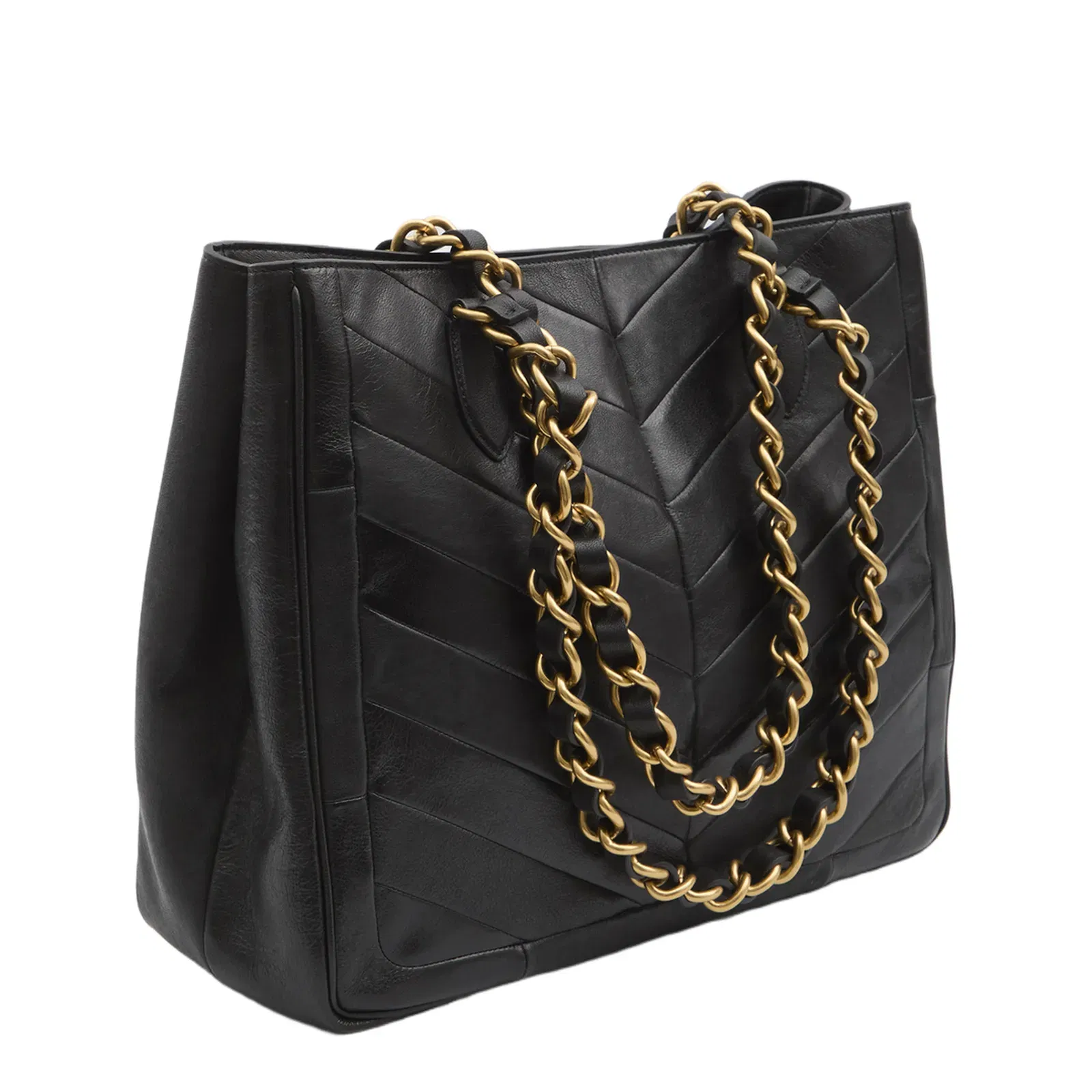 Laseine Medium Nappa Leather Shopping Bag - Black