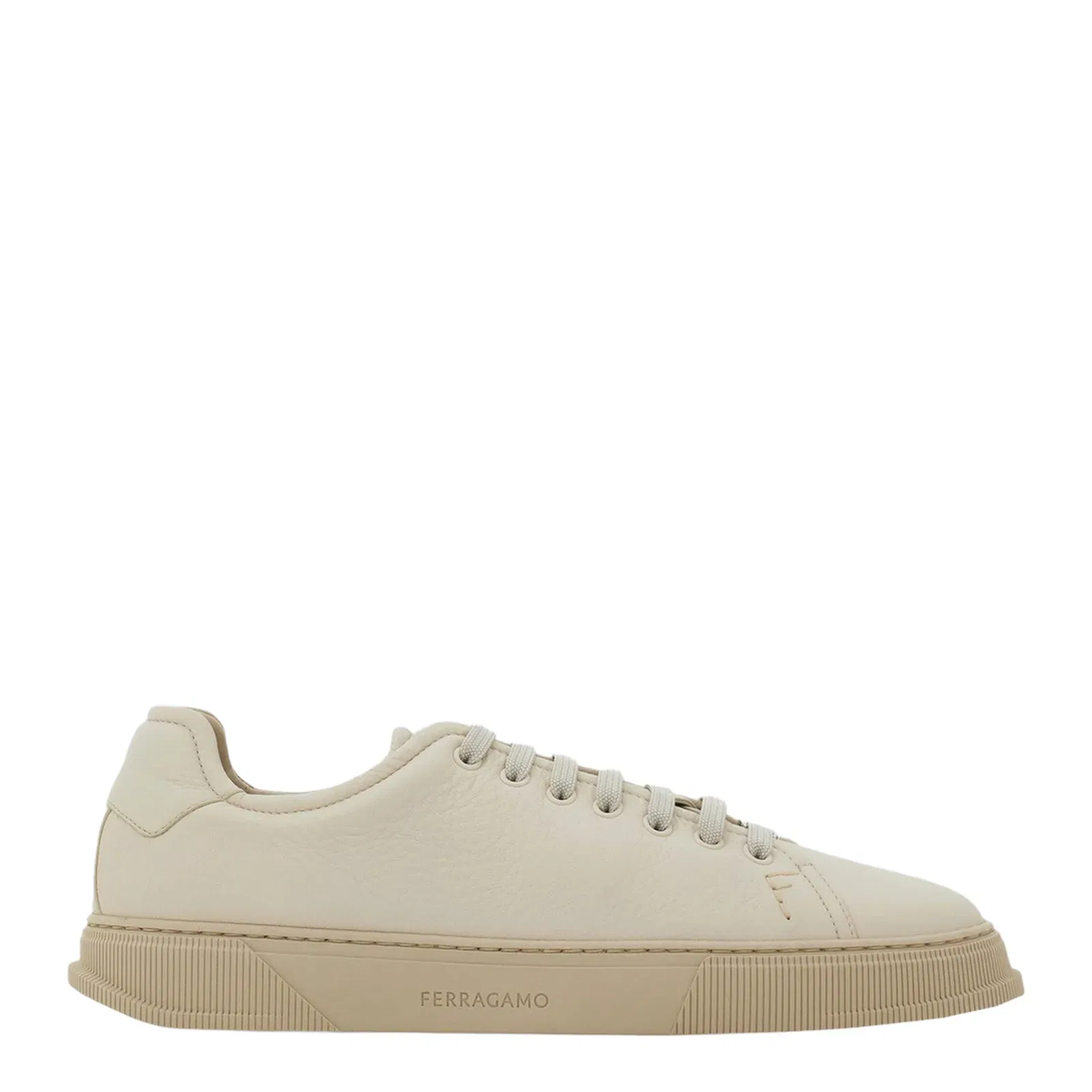 Mascarpone-colored leather sneakers