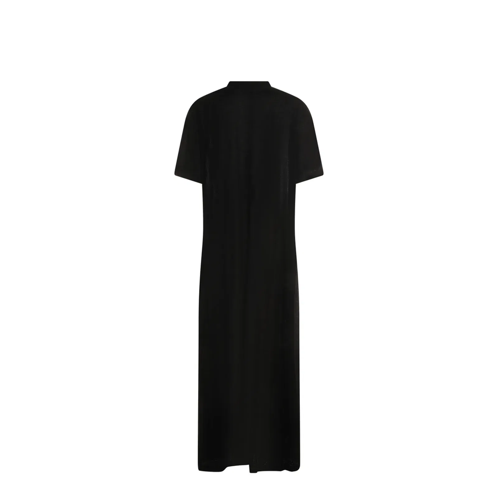 Black Maxi Train T-Shirt in Cotton Jersey
