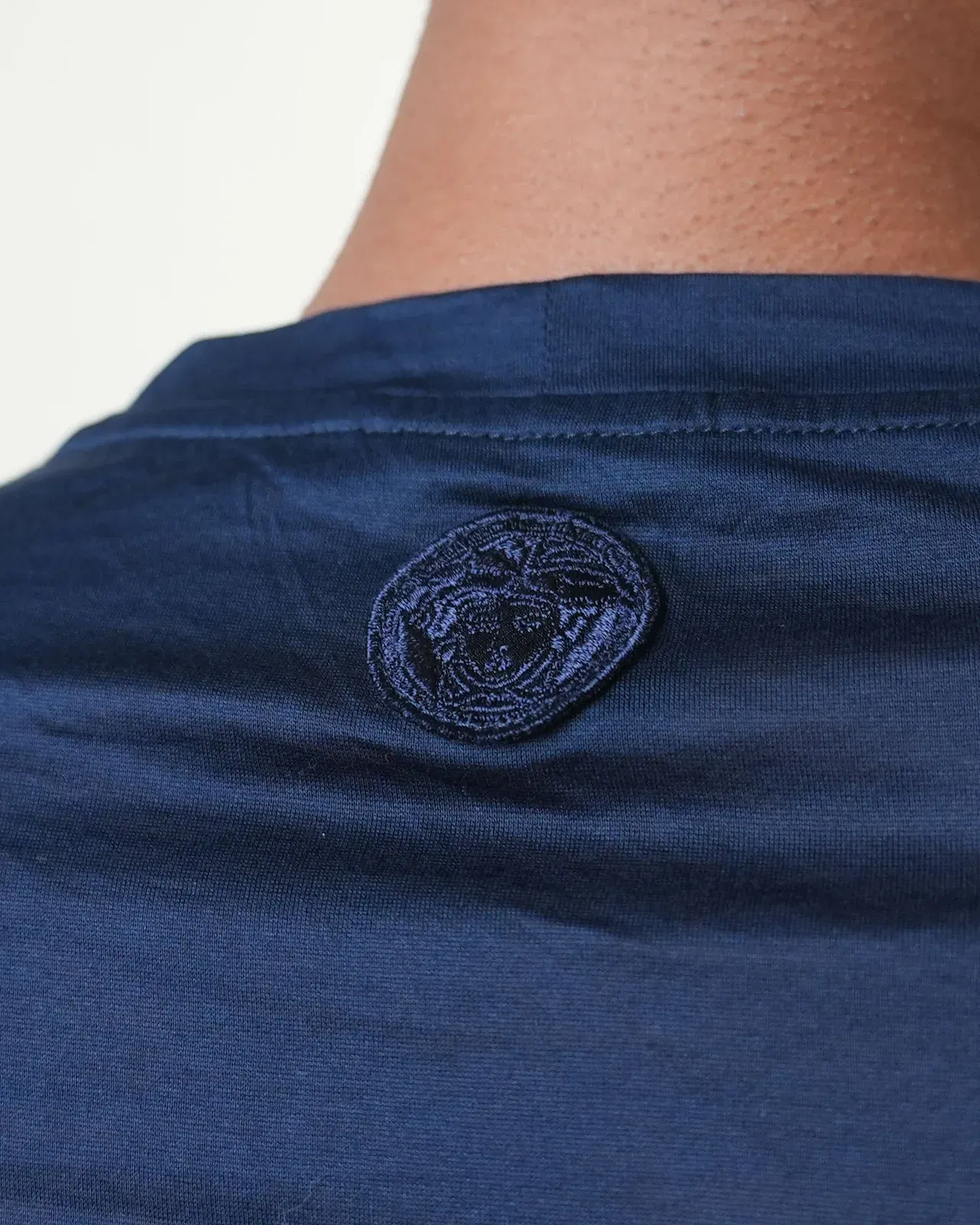 Versace Navy Blue Black Print T-Shirt (S)