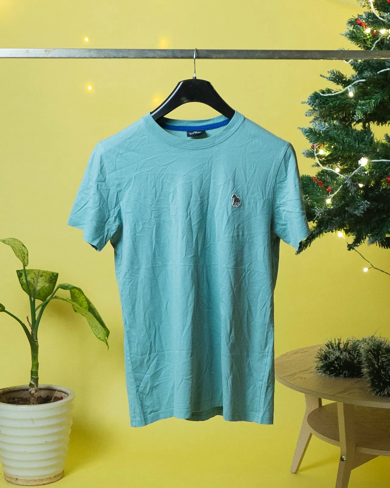 Paul Smith Teal Zebra Logo Cotton T-Shirt (M)