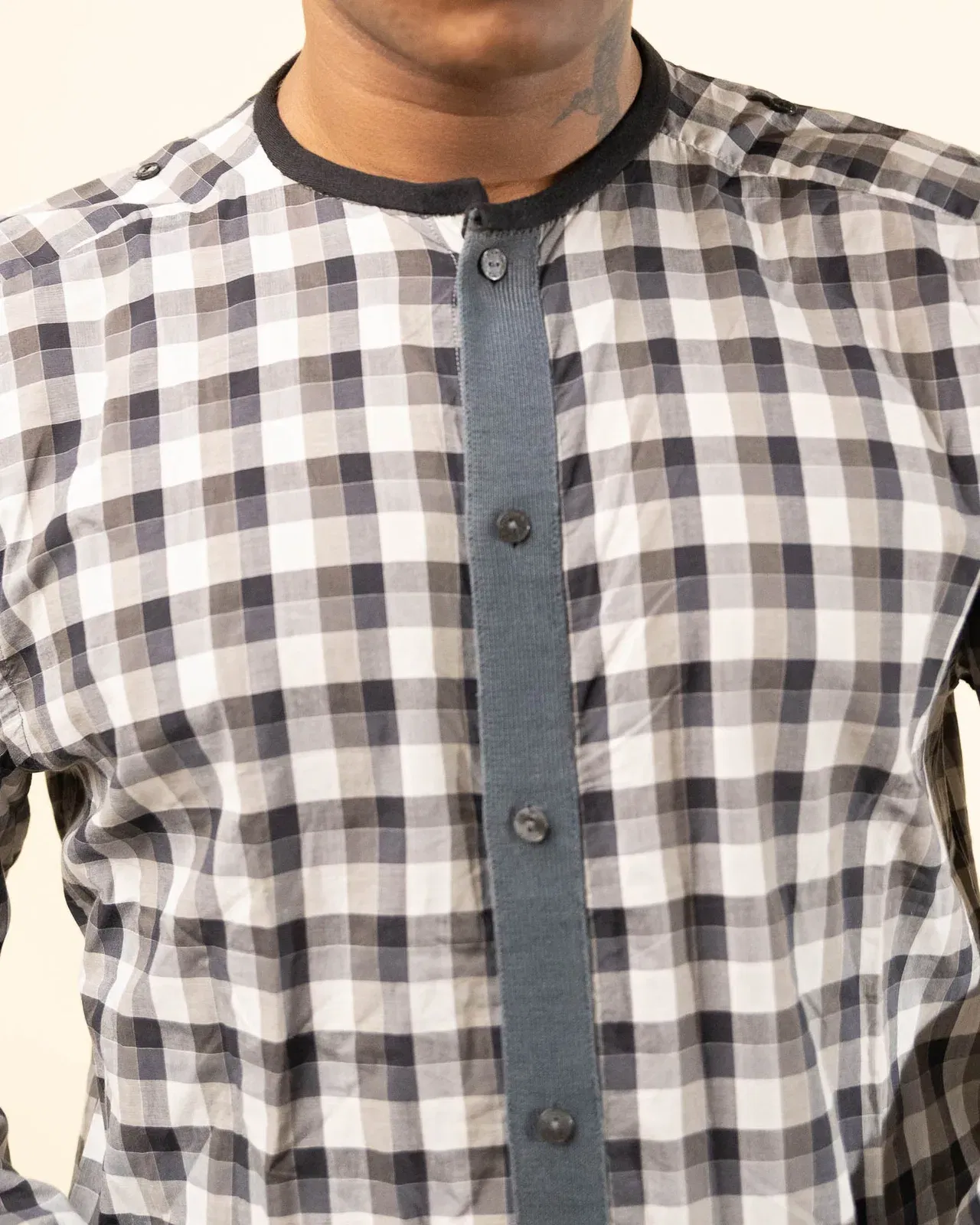 Dolce & Gabbana Gold Grey Checkered Shirt (L)