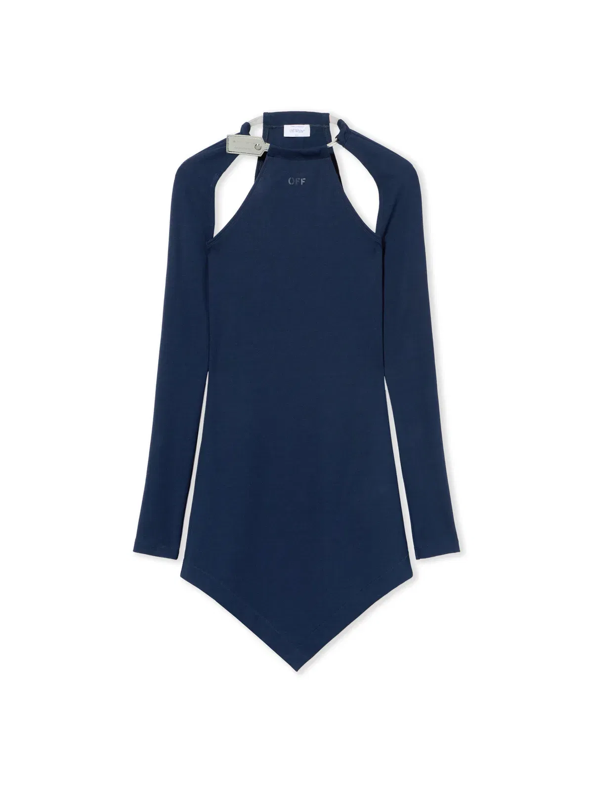 Off-White Heavy Jersey Silver Tie Mini Dress