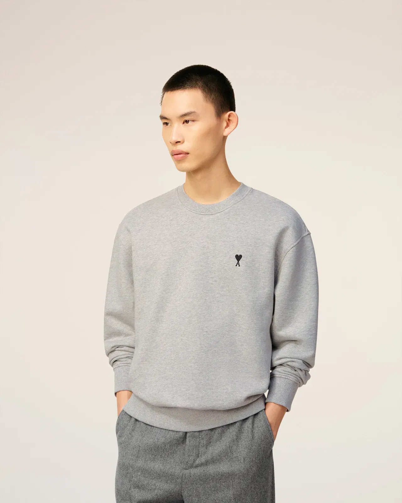 Grey Cotton Contrasted Ami De Coeur Sweatshirt