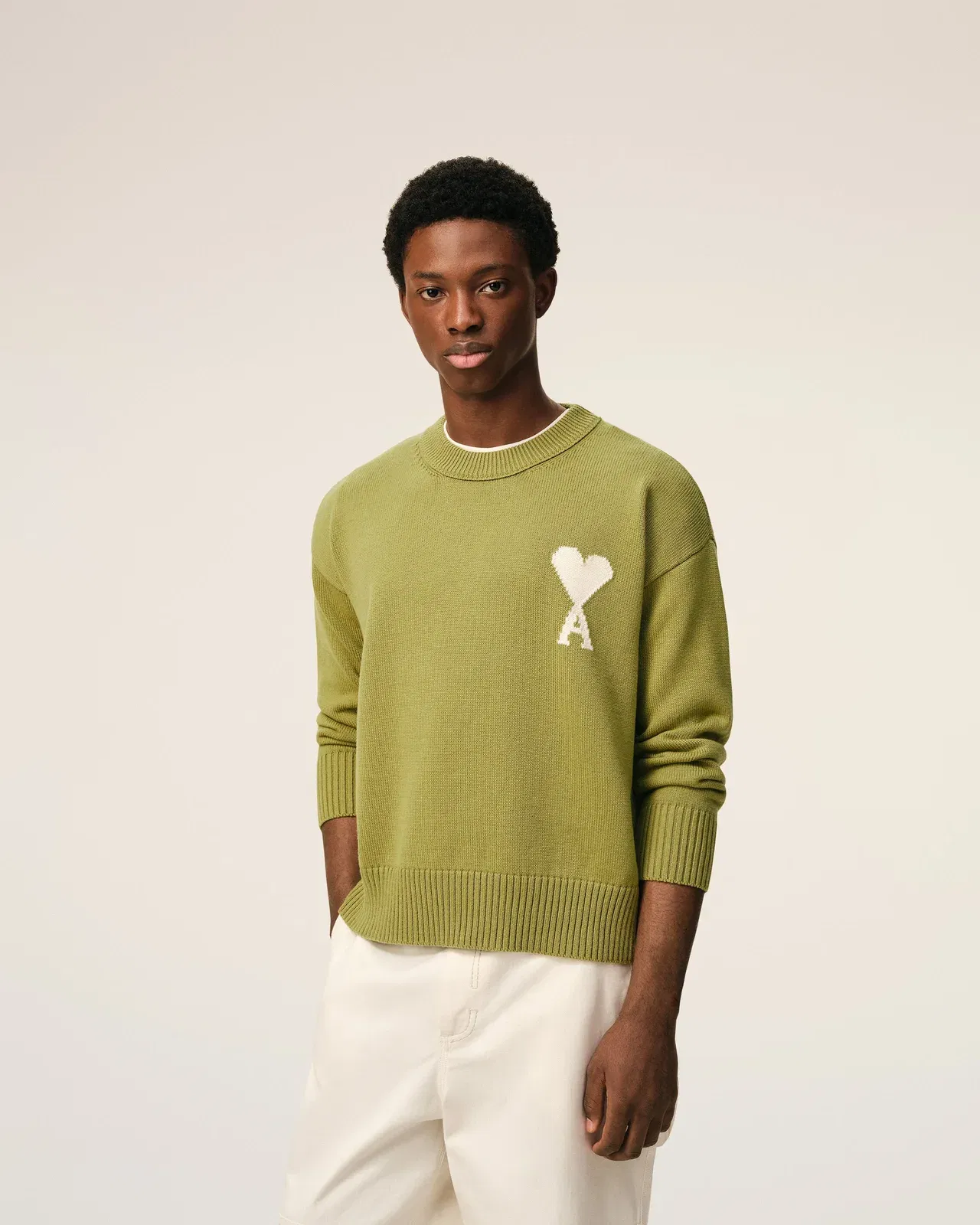 Green Wool And Cotton Crewneck Ami De Coeur Sweater