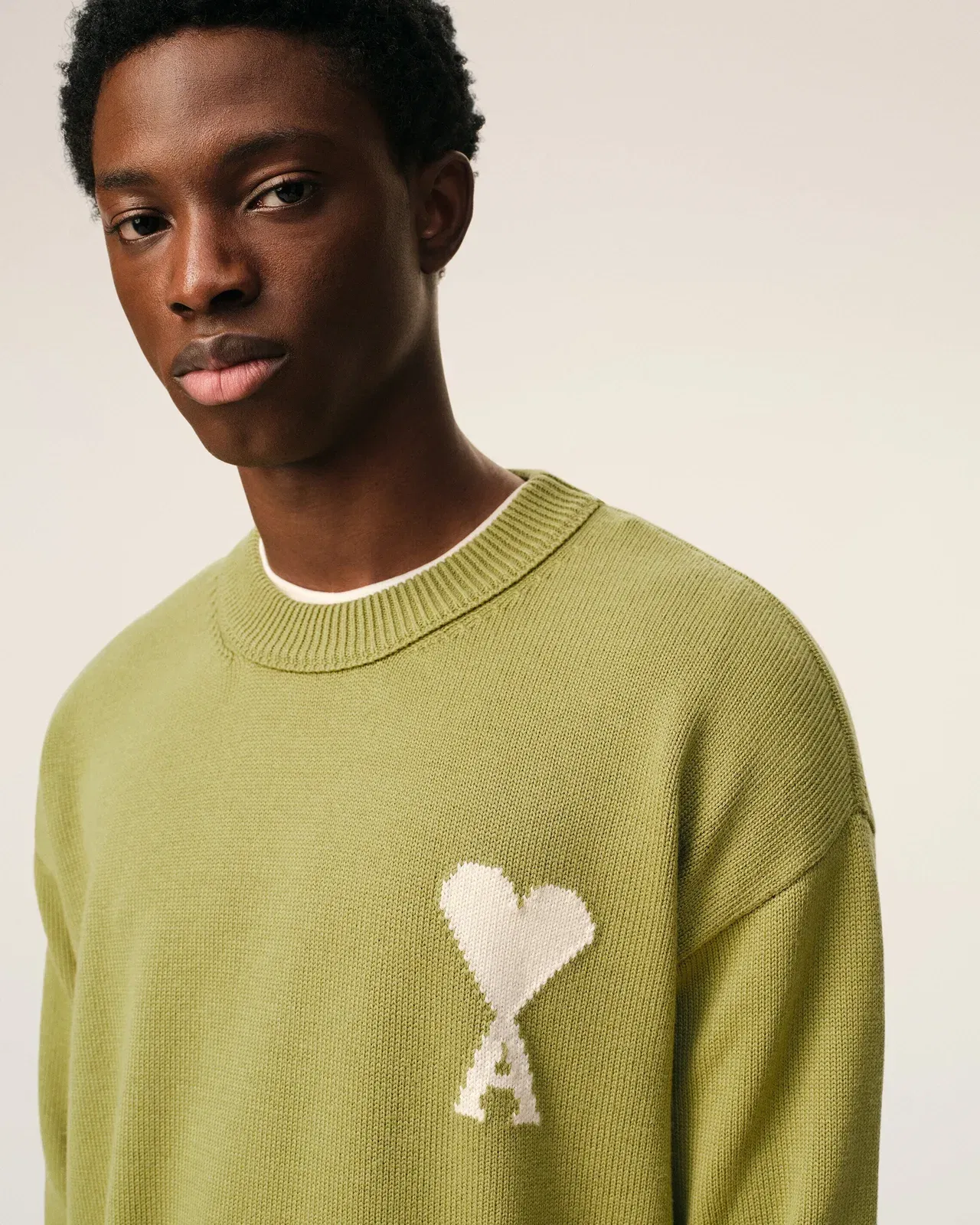 Green Wool And Cotton Crewneck Ami De Coeur Sweater