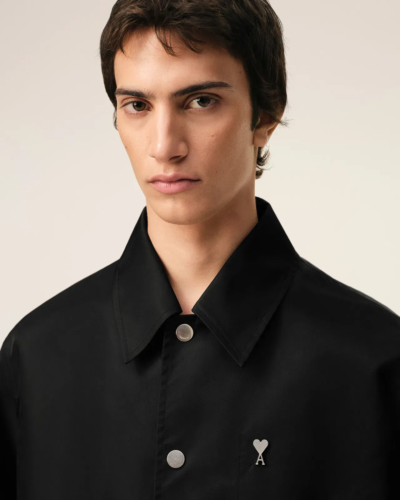 Black Nylon Ami De Coeur Stud Buttoned Jacket
