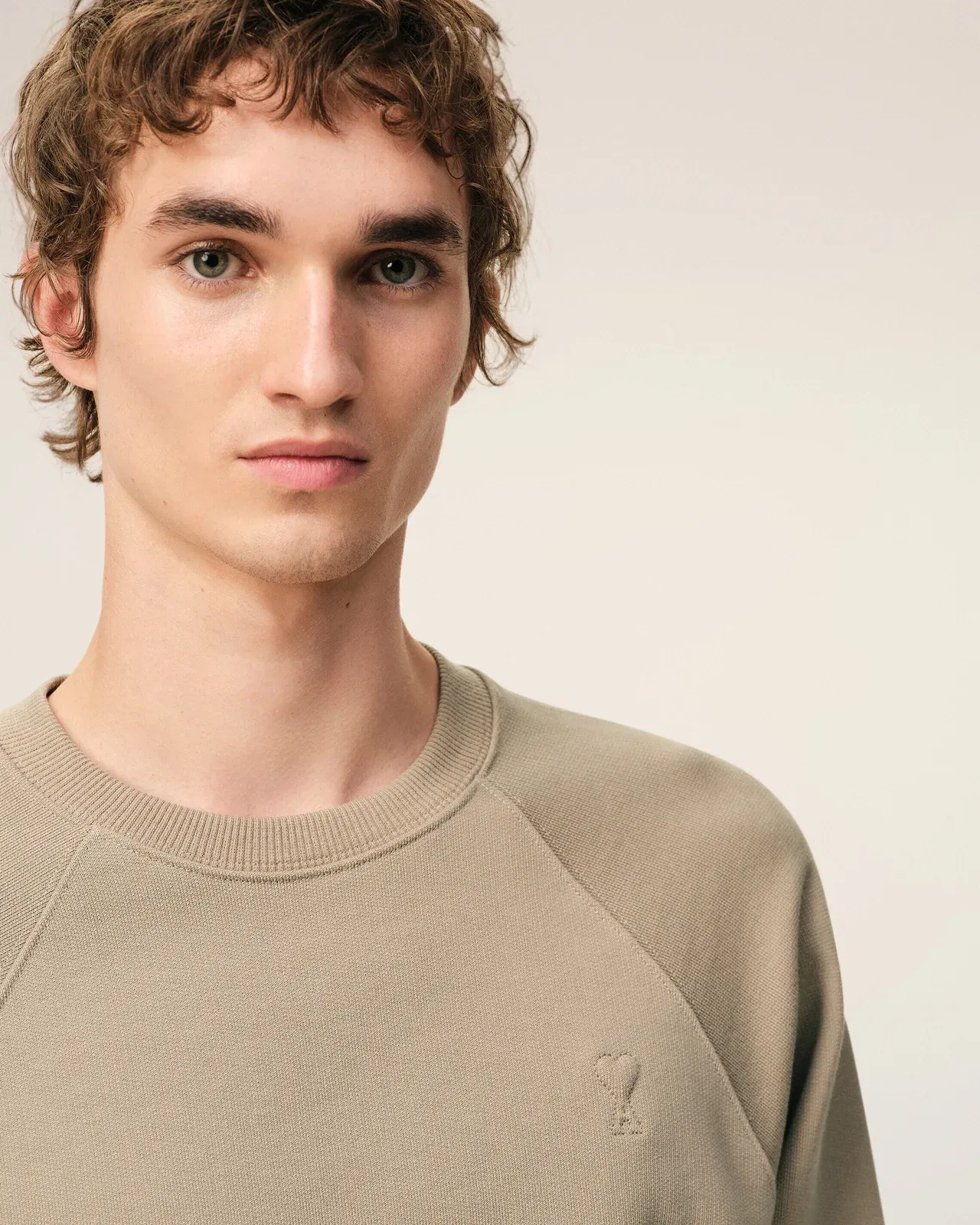 Beige Cotton Embossed Ami De Coeur Sweatshirt