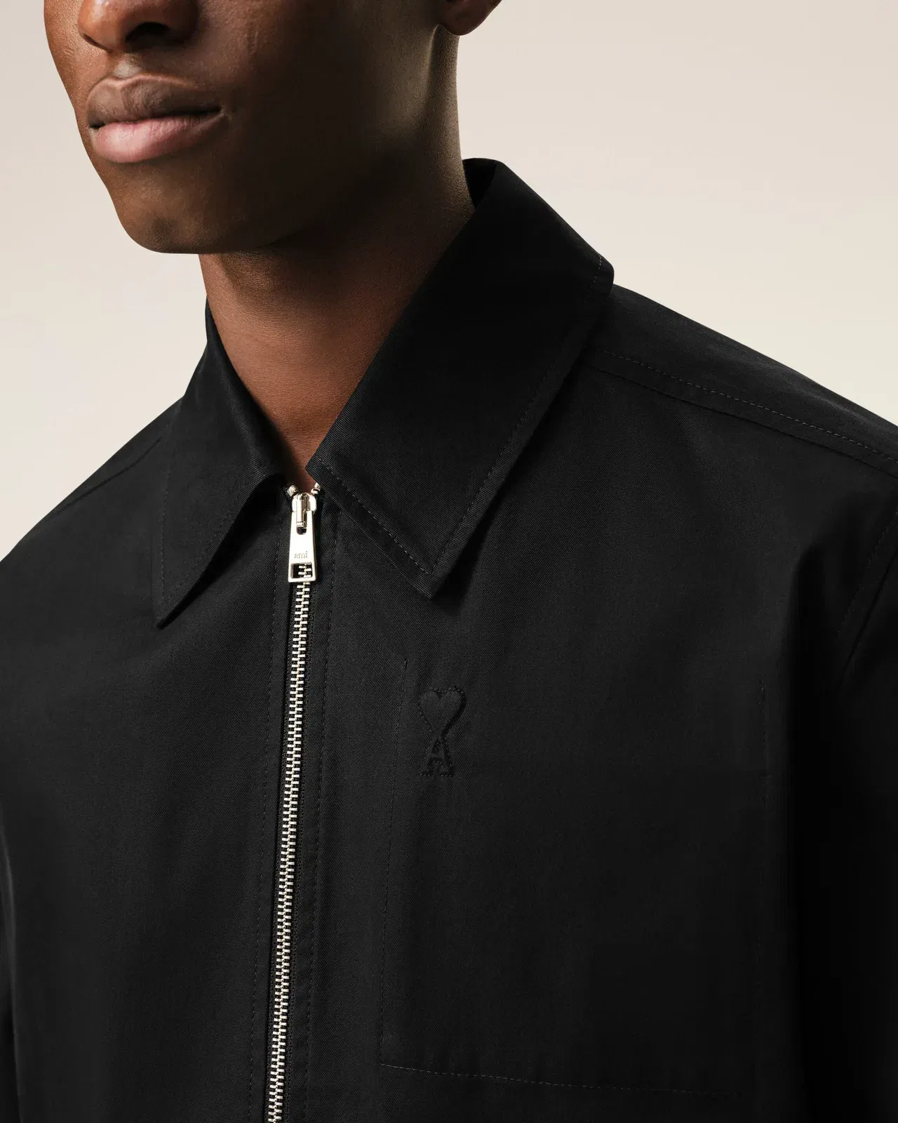Black Cotton Ami De Cur Zipped Jacket