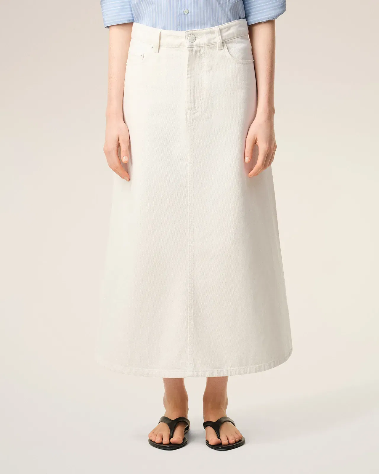 AmiParis White Denim Long Skirt Women's