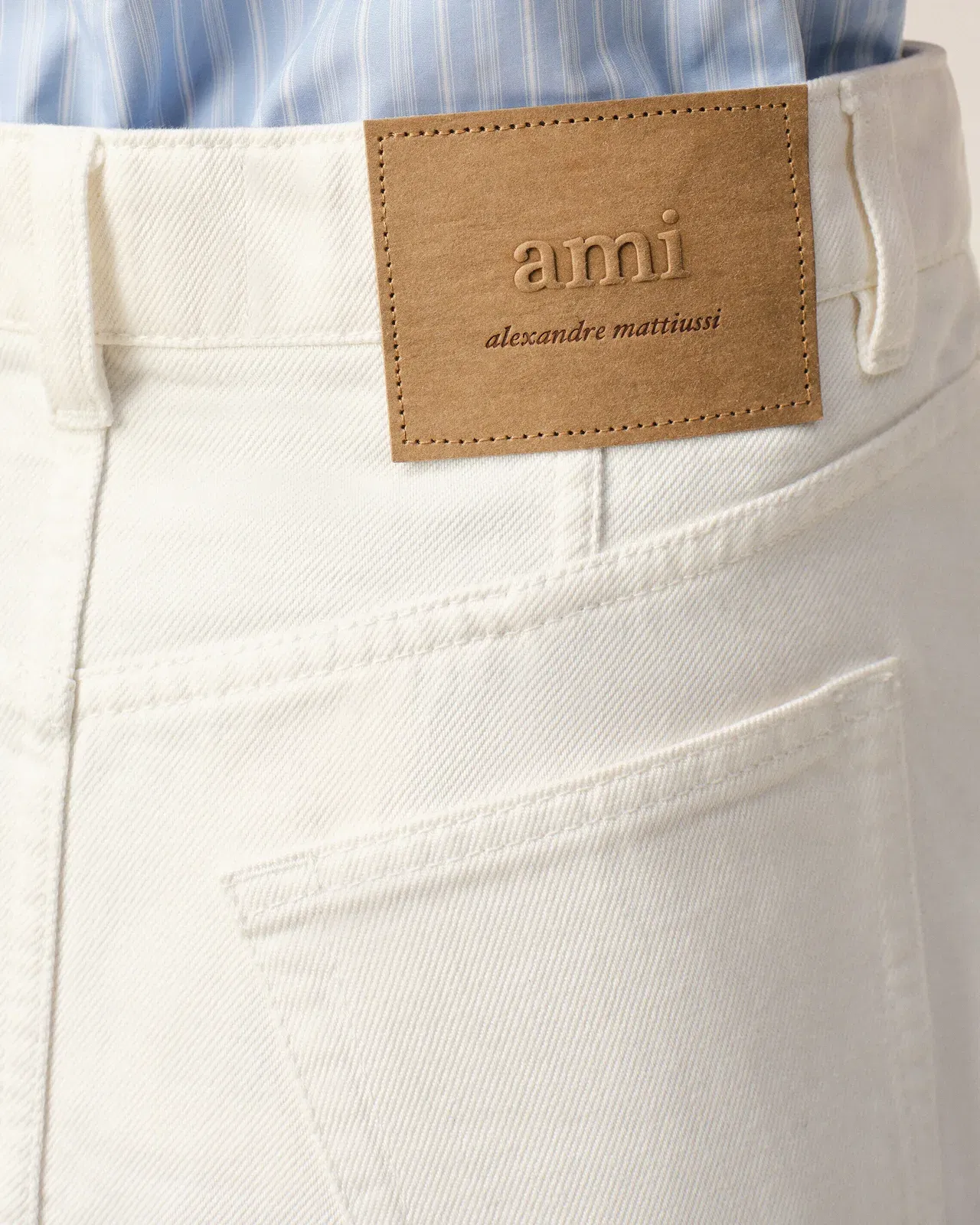 AmiParis White Denim Long Skirt Women's