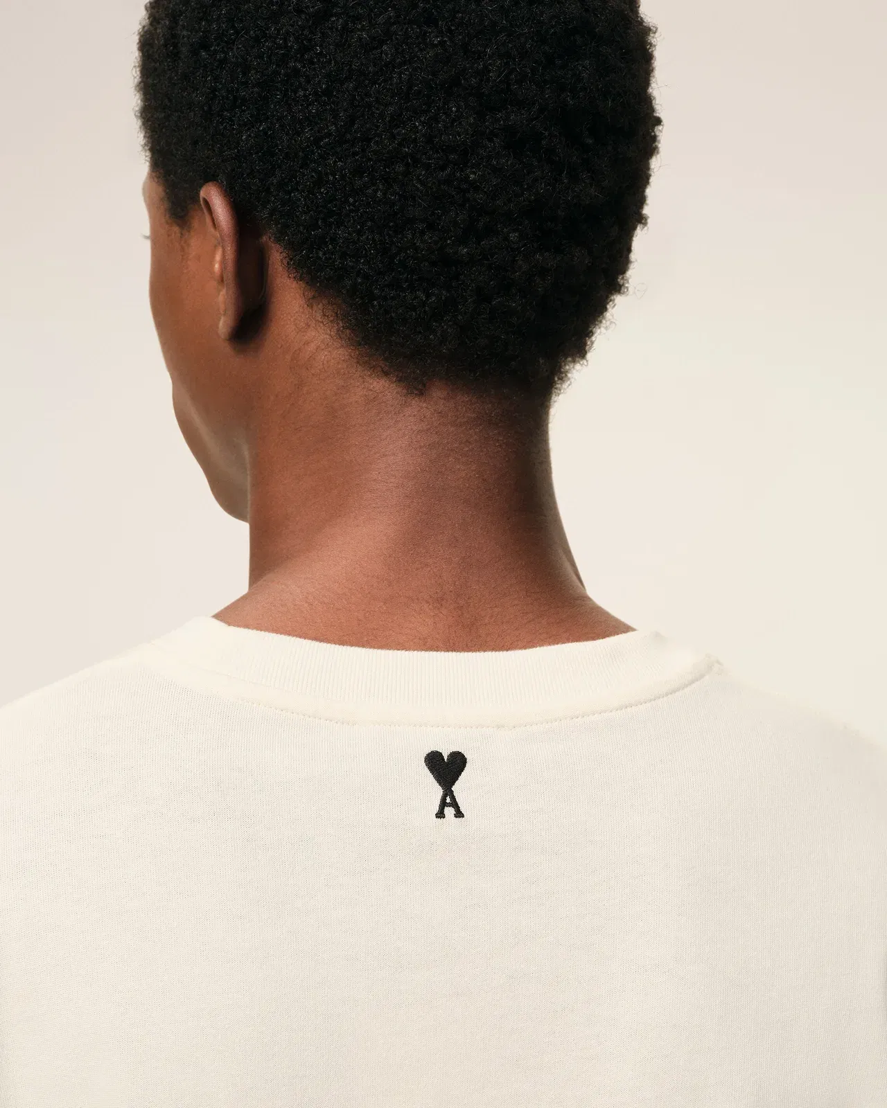 AmiParis White Cotton Signature Print T-Shirt