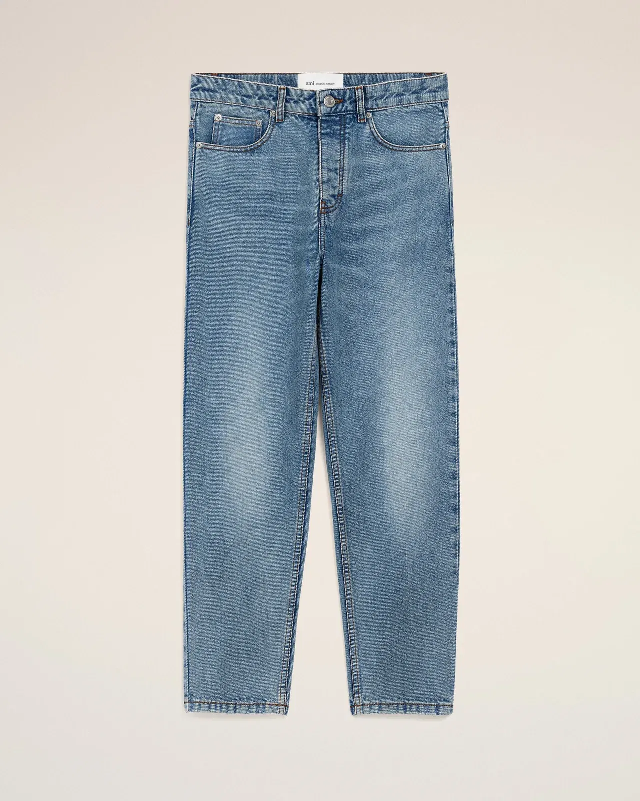 AmiParis Blue Cotton Tapered Fit Jeans