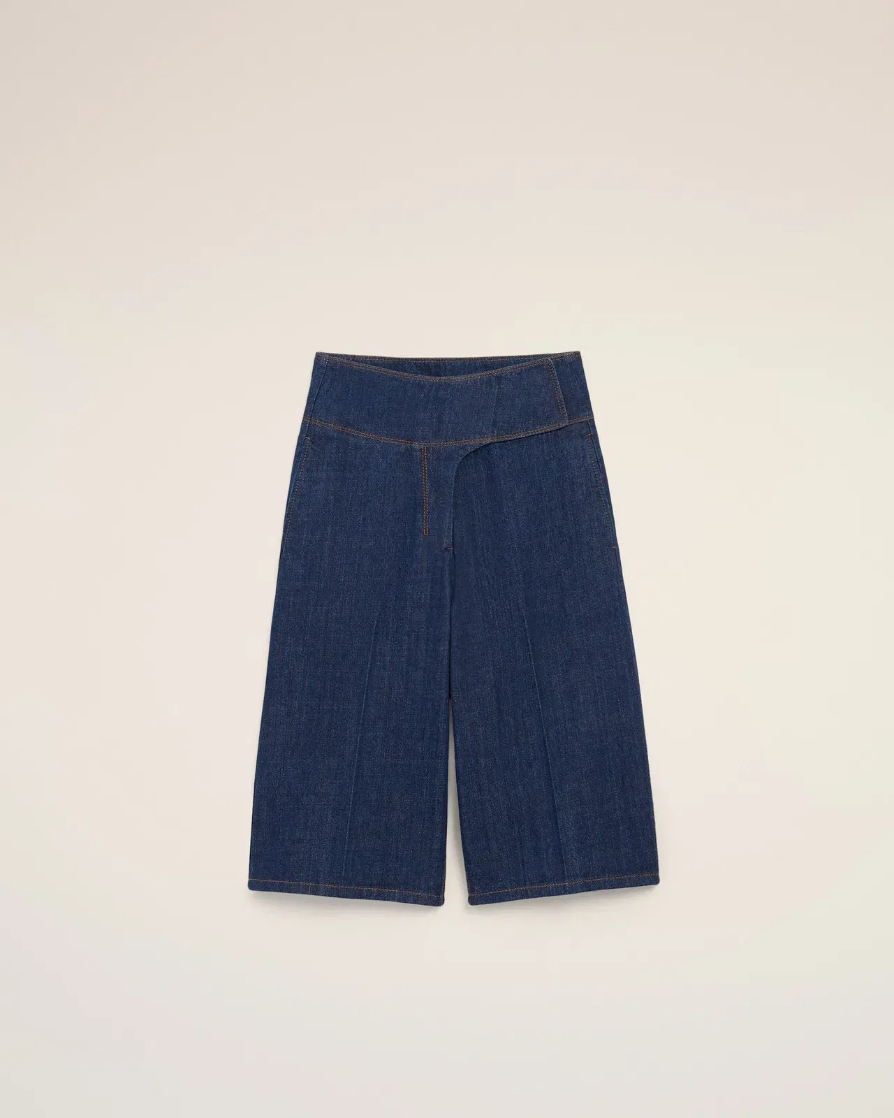 AmiParis Blue Cotton Wrapped Belted Bermuda Shorts Women's