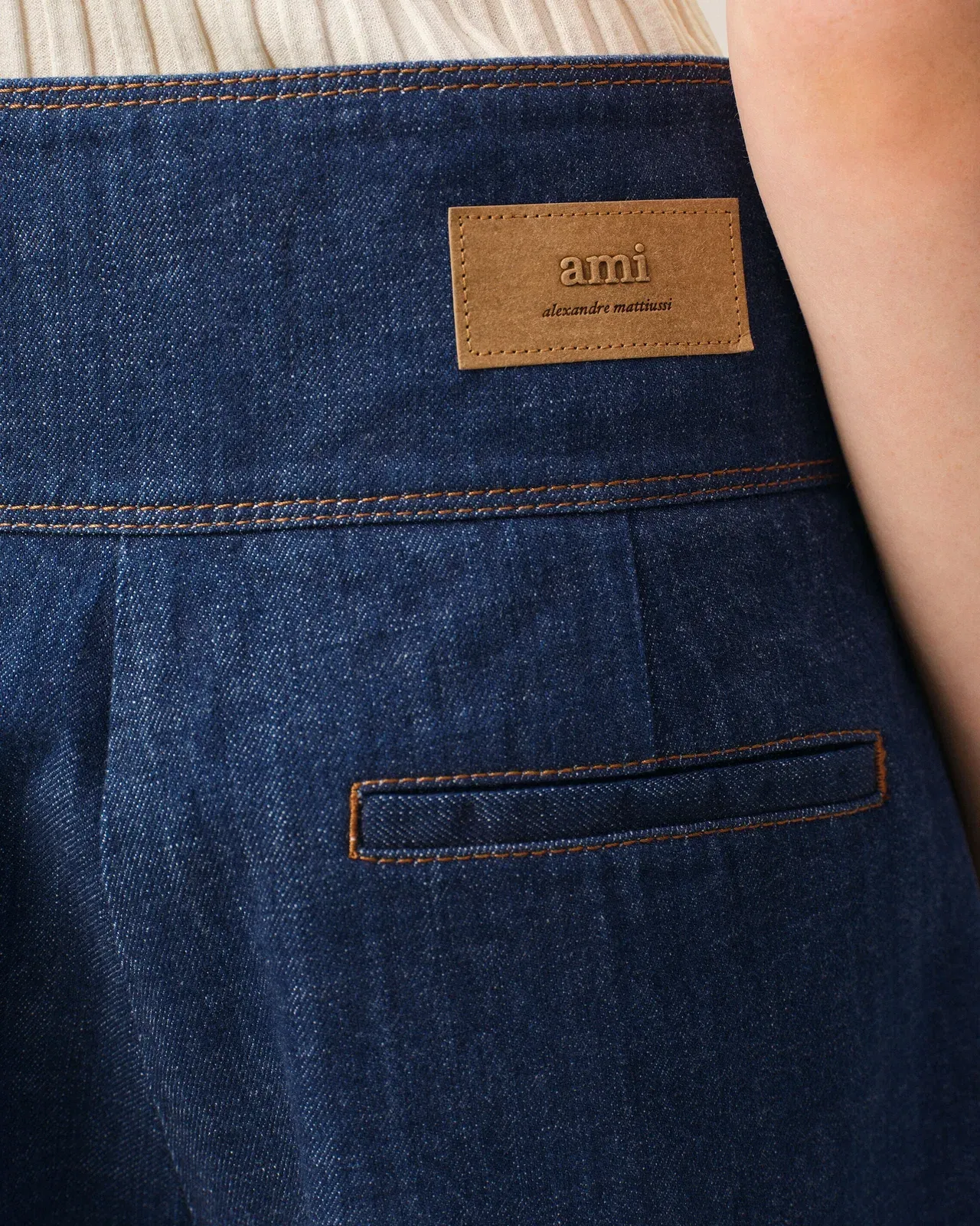AmiParis Blue Cotton Wrapped Belted Bermuda Shorts Women's
