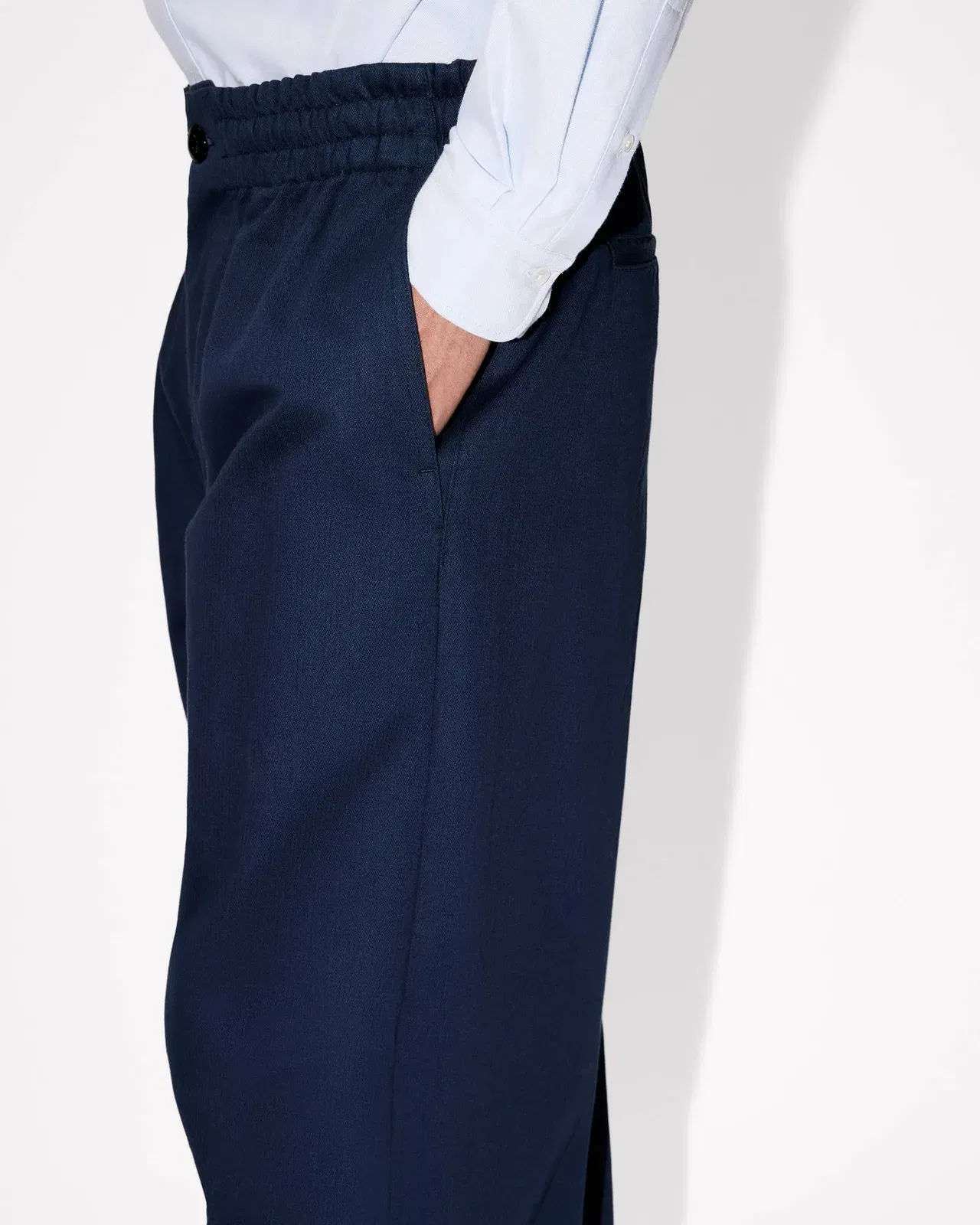 Kenzo Elasticated Pants In Herringbone Cotton