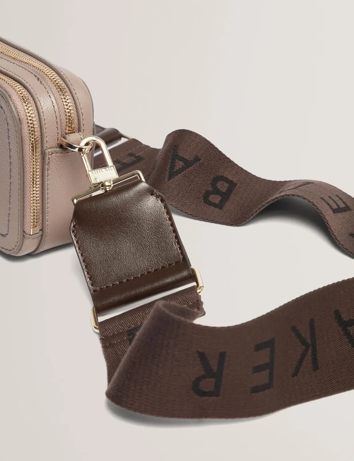 Ted Baker Wylow Logo Webbing Crossbody Bag Strap Chocolate Women's