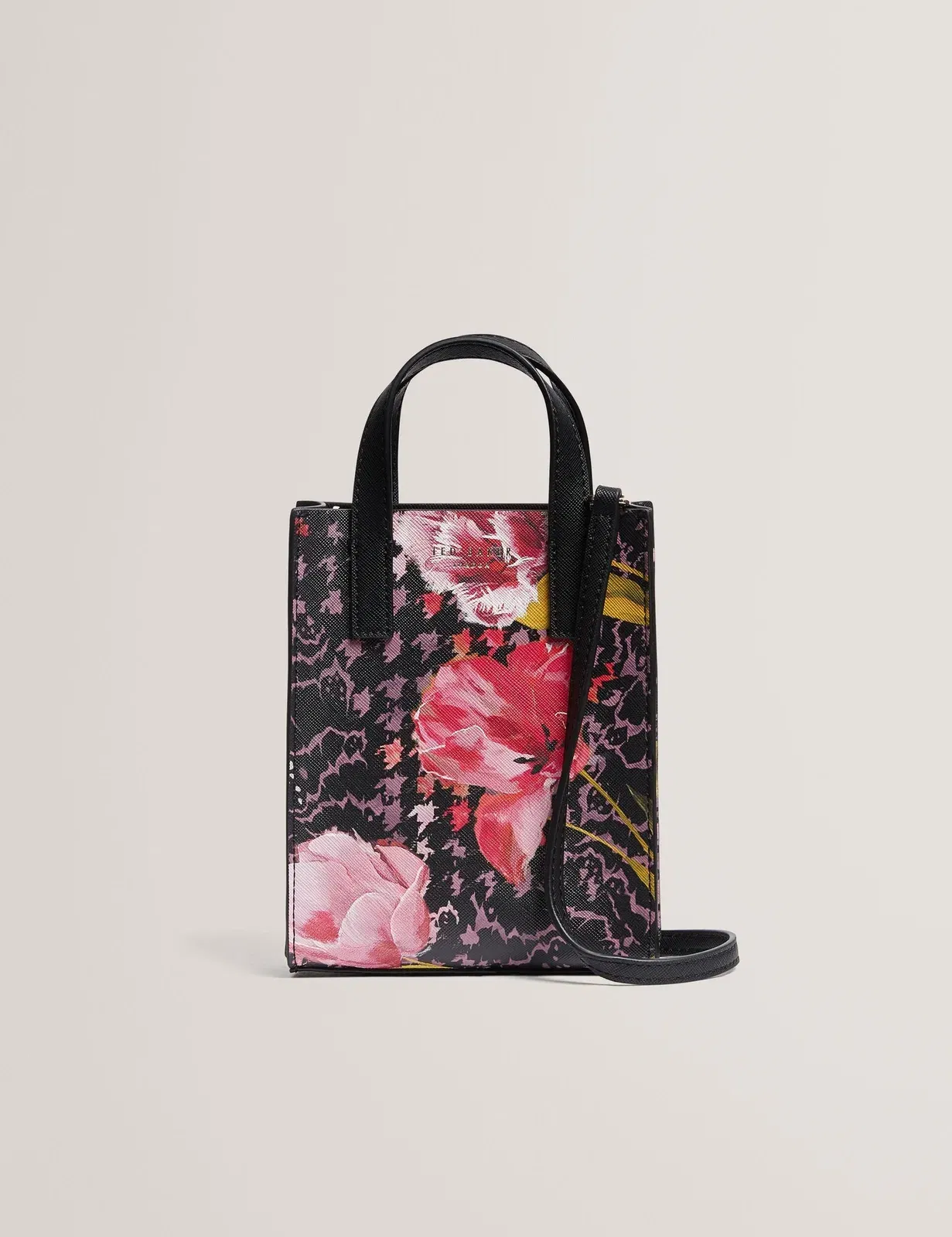 Ted Baker Talura Floral Check Print Mini Icon Tote Bag Black Women's