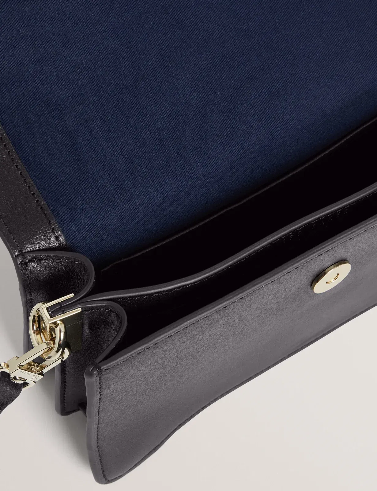 Ted Baker Rhaae Bar Detail Leather Elongated Top Handle Bag Navy Women's