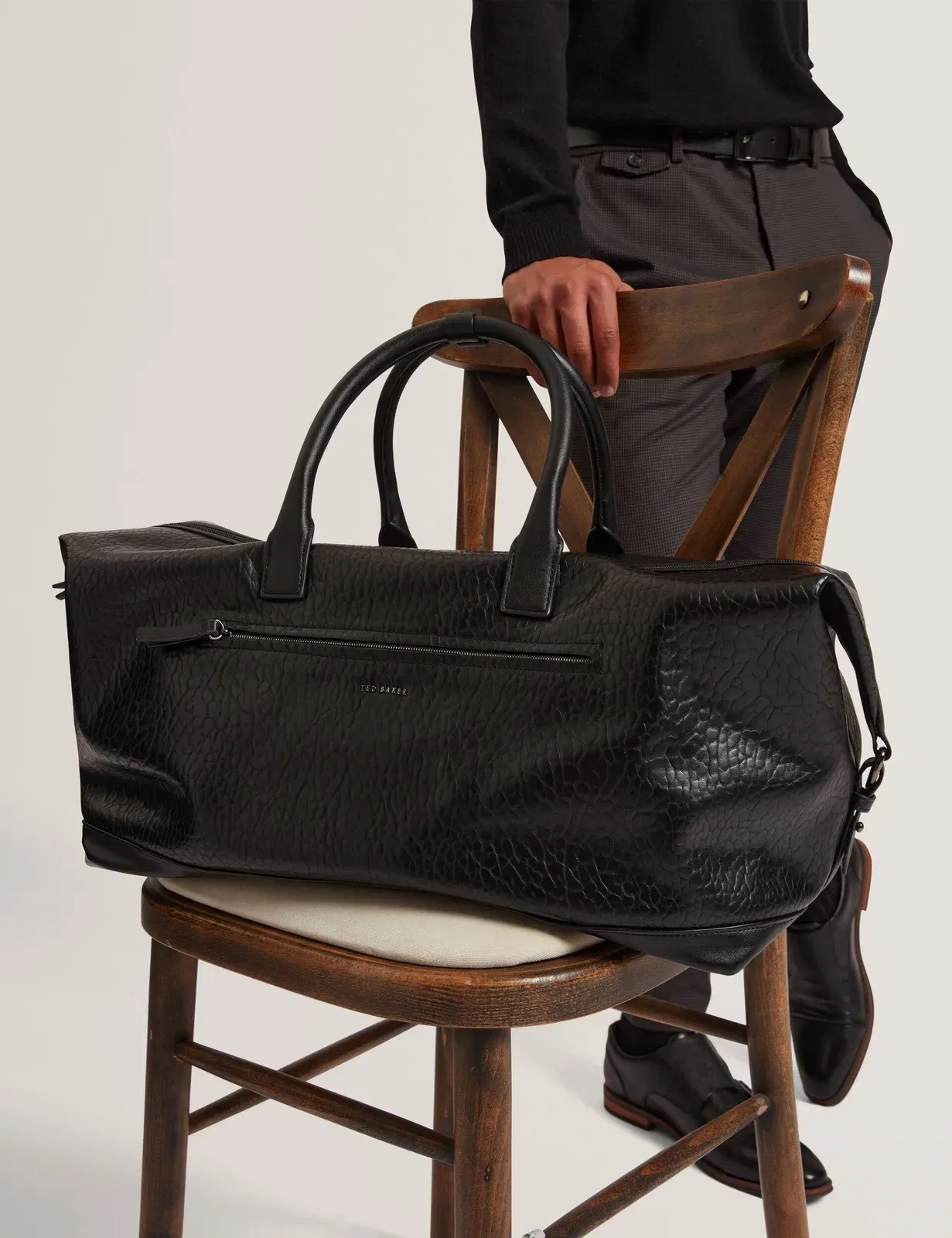 Ted Baker Persie Large Pebbled Faux Leather Holdall Bag Black