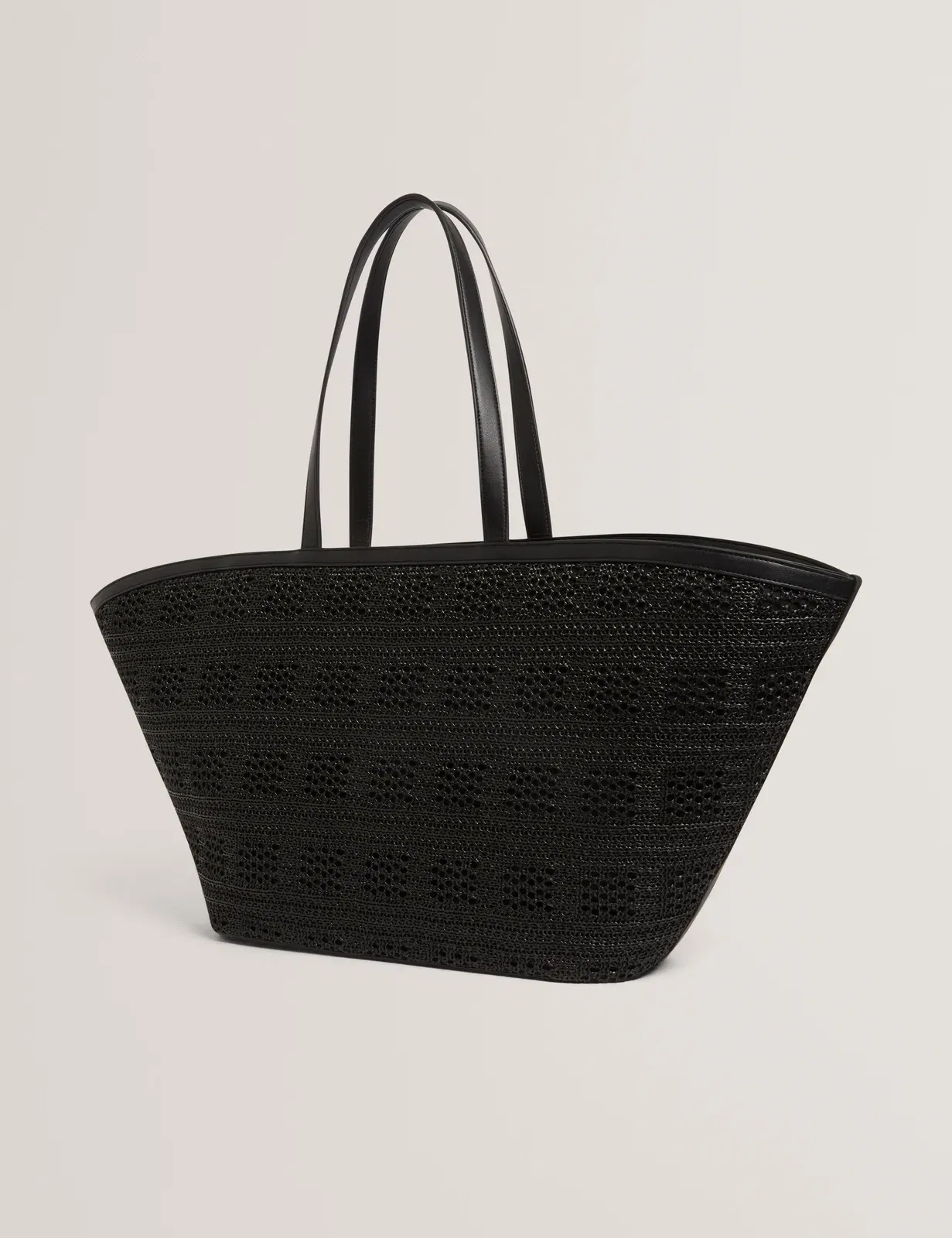Ted Baker Pamylaa Woven Straw Ultra Wide Shopper Bag Black Women's