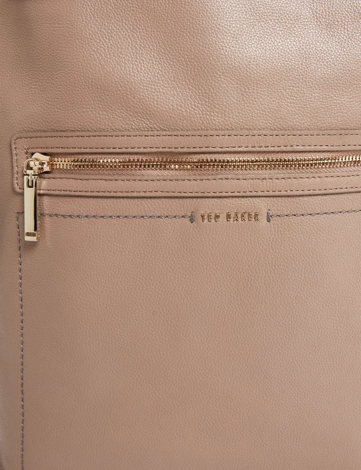 Ted Baker Luccea Branding Webbing Large Leather Backpack Taupe Women's