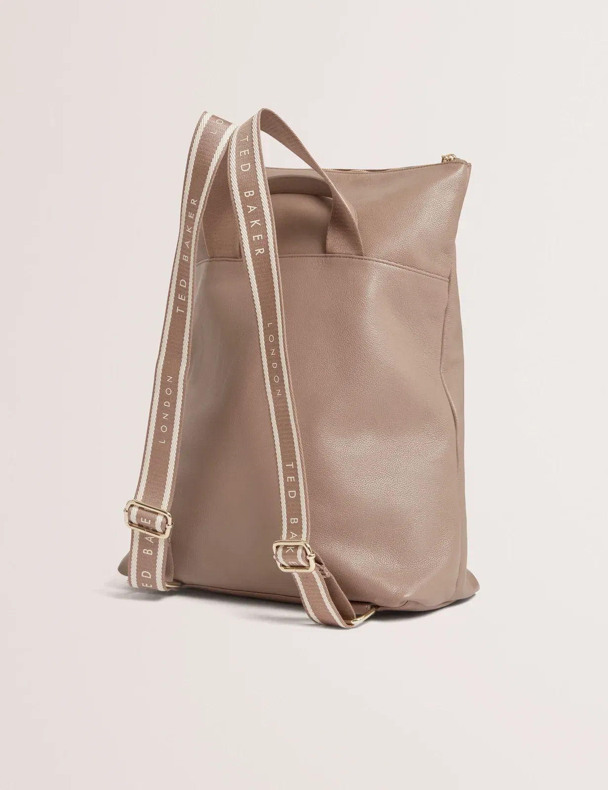 Ted Baker Luccea Branding Webbing Large Leather Backpack Taupe Women's