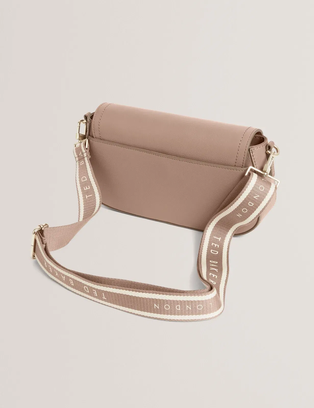 Ted Baker Louiize Webbing Leather Baguette Crossbody Bag Taupe Women's