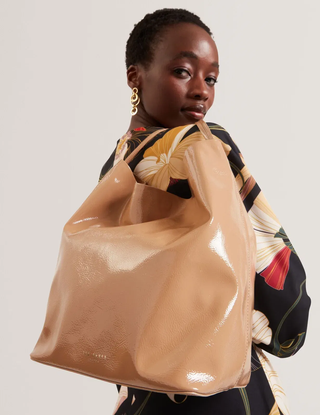 Ted Baker Kamilaa Crinkled Pu Slim Strap Bucket Bag Camel Women's