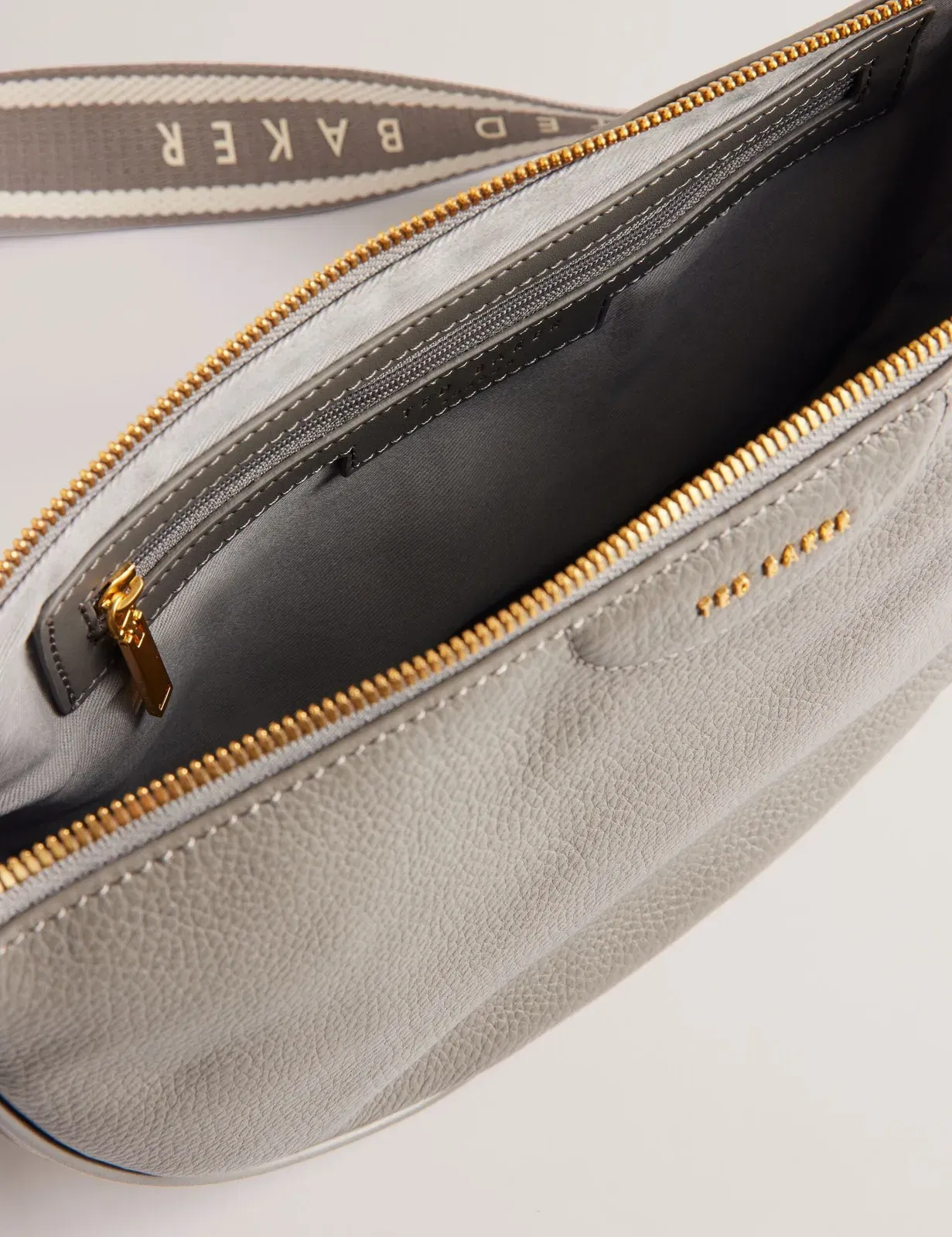 Ted Baker Essina Grey Half Moon Leather Crossbody Bag Mid Grey Women's