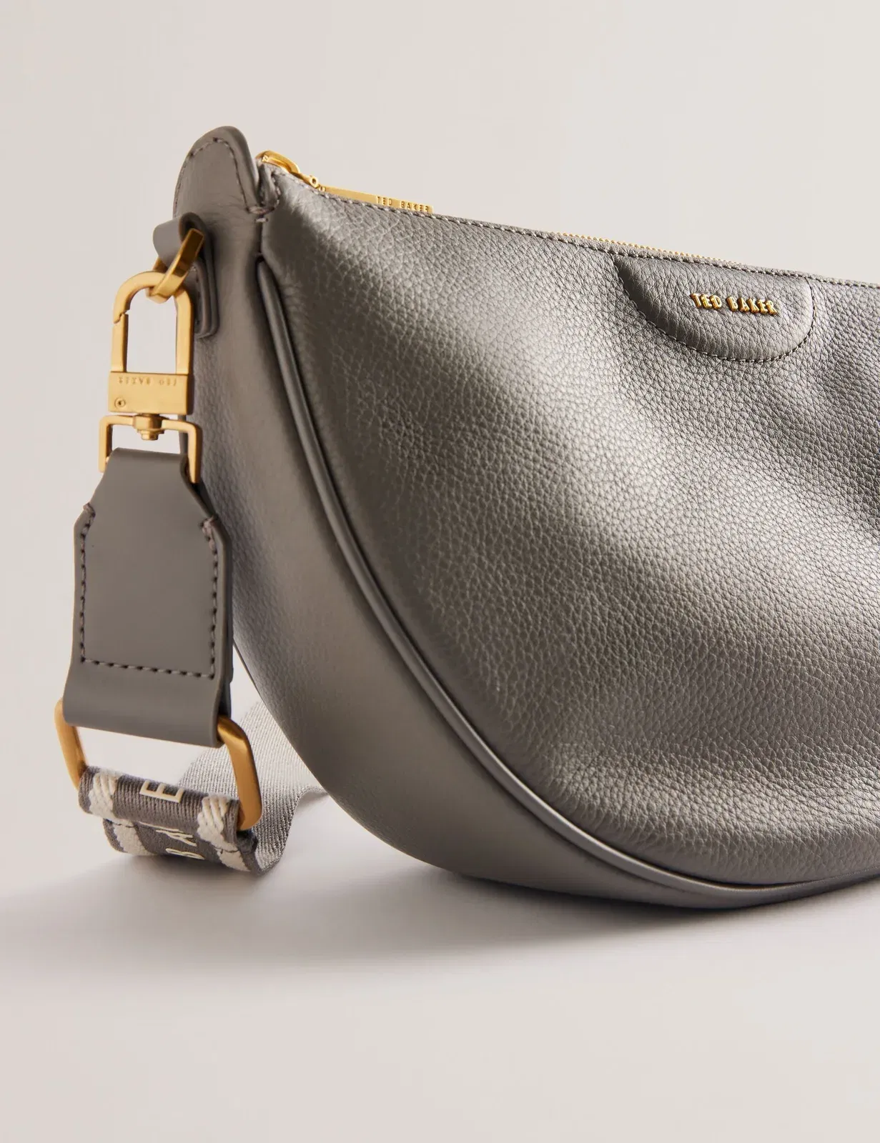 Ted Baker Essina Grey Half Moon Leather Crossbody Bag Mid Grey Women's