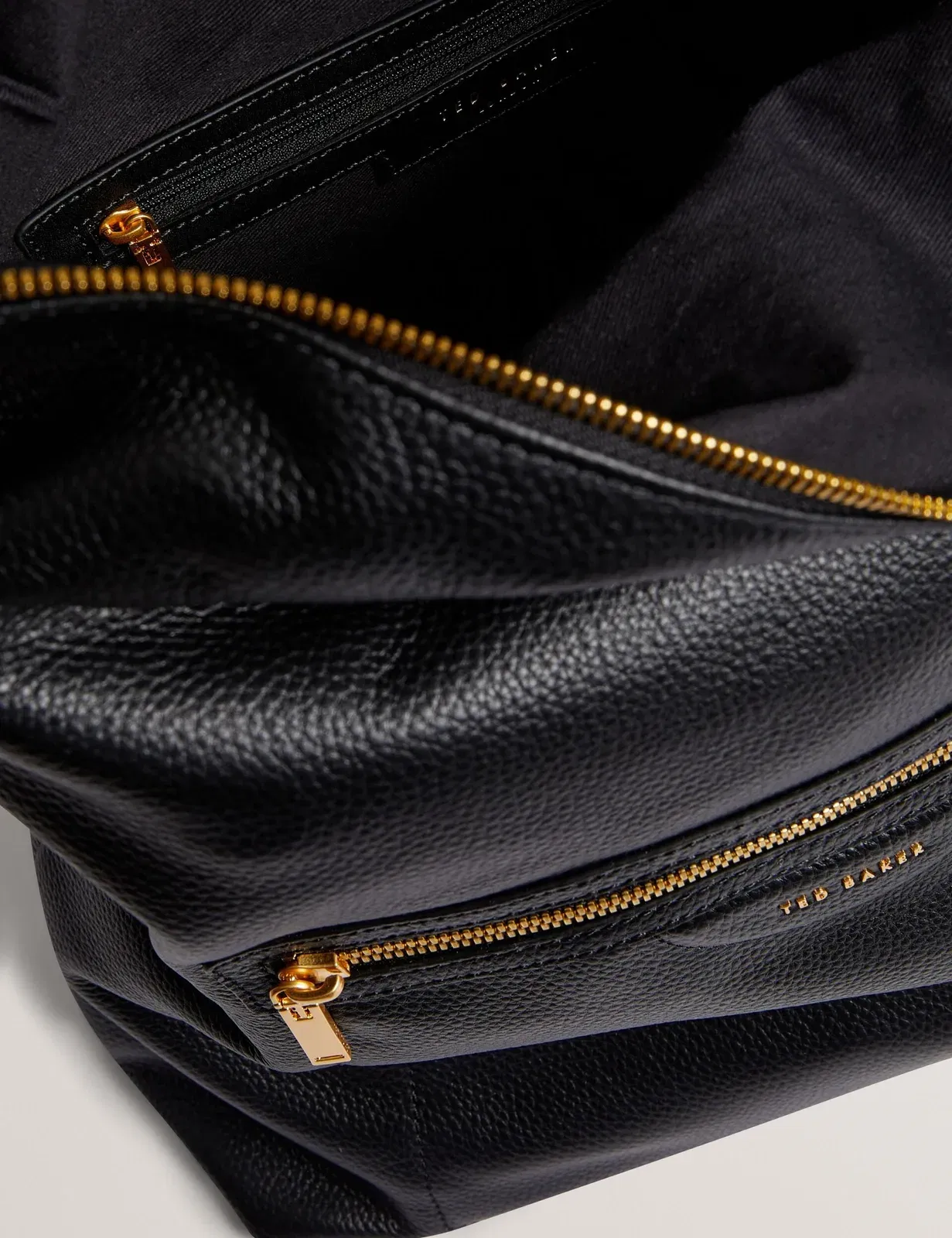 Ted Baker Essaya Webbing Strap Black Leather Fold Over Backpack Women's