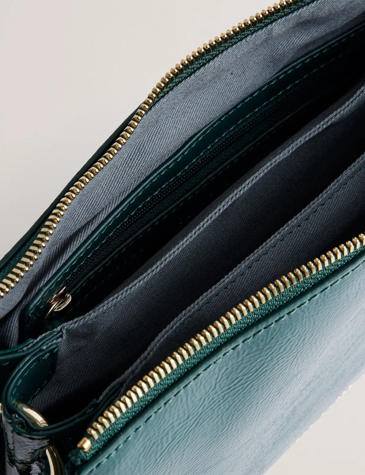 Ted Baker Dawcey Crinkled Patent Leather Crossbody Bag Mid Green Women's