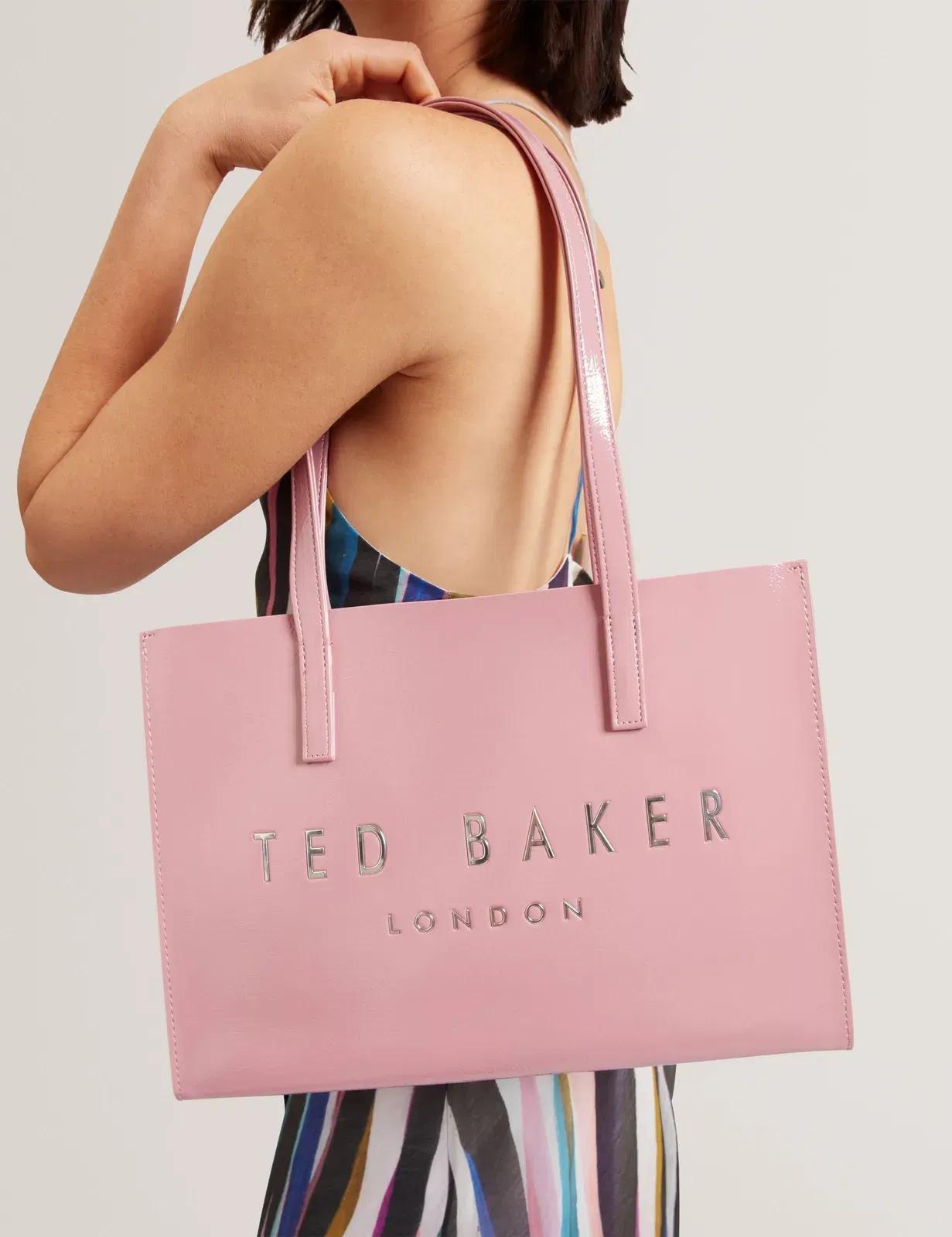 Ted Baker Crinell Crinkled Pu Elongated Icon Tote Bag Pink Women's