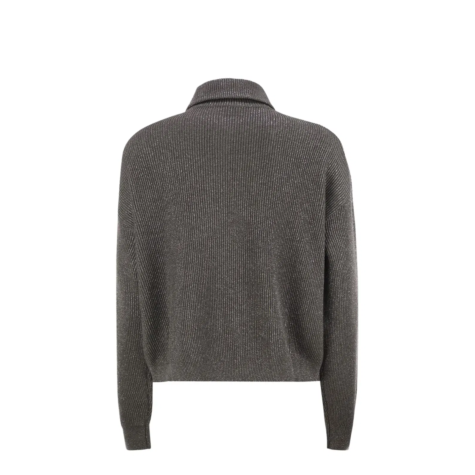 Cotton and Viscose Rib Knit High Collar