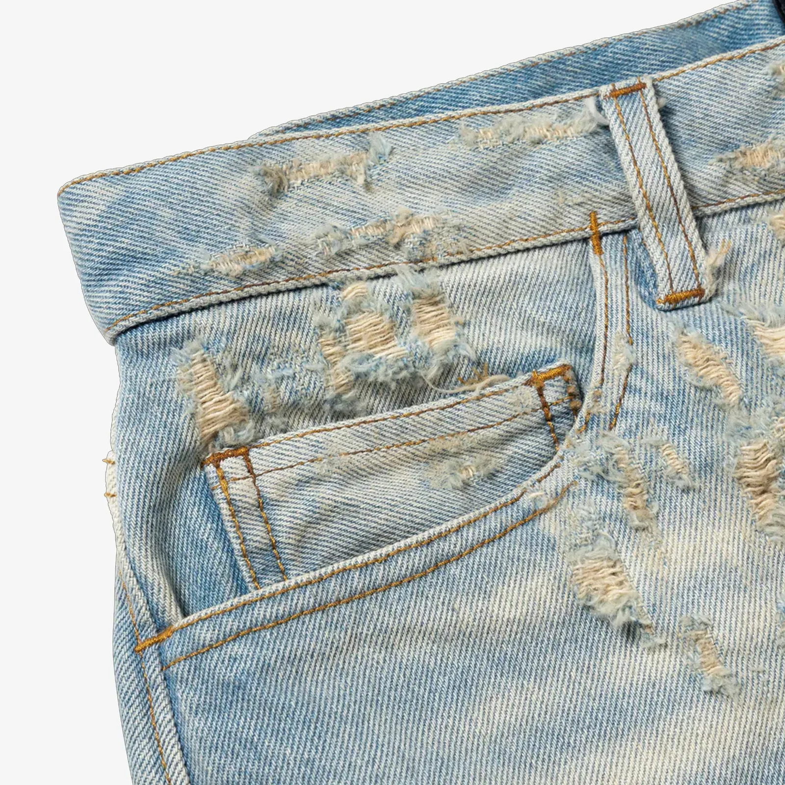 Aries DESTROYED LACE BATTEN JEANS { BLUE