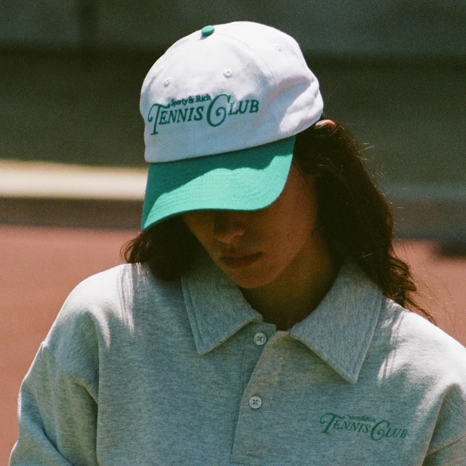 SPORTY & RICH RIZZOLI TENNIS HAT { WHITE/CARIBBEAN