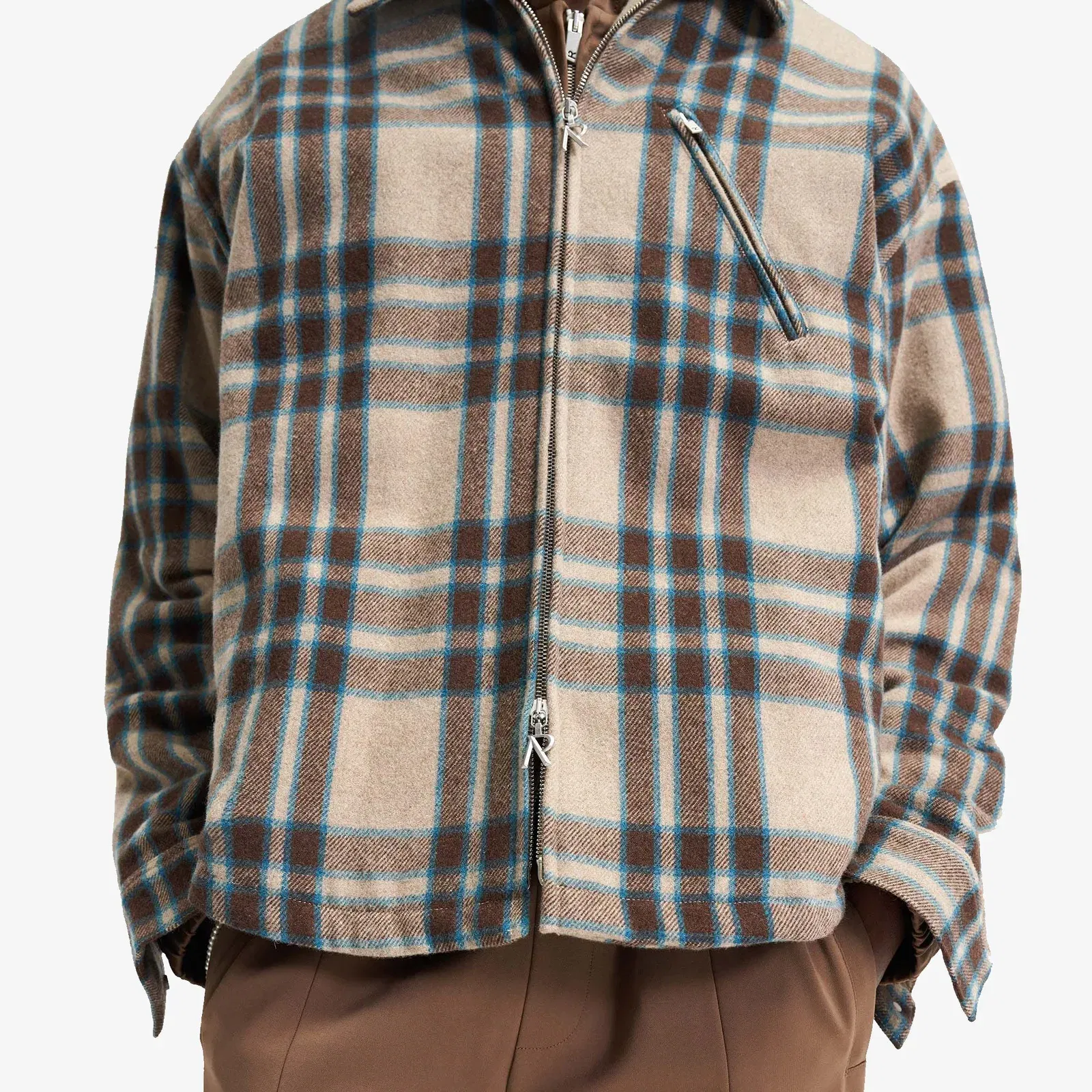 Represent HEAVY ZIP OVERSHIRT { BROWN CHECK