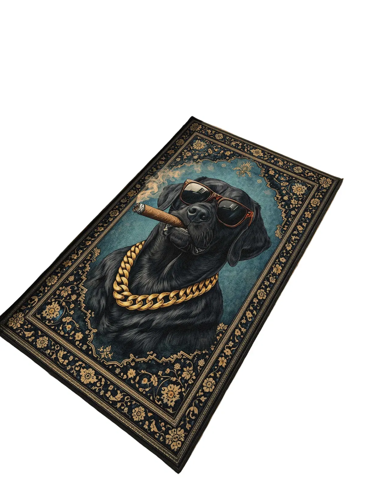 Dog Smoking Traditional Washable Custom Rug
